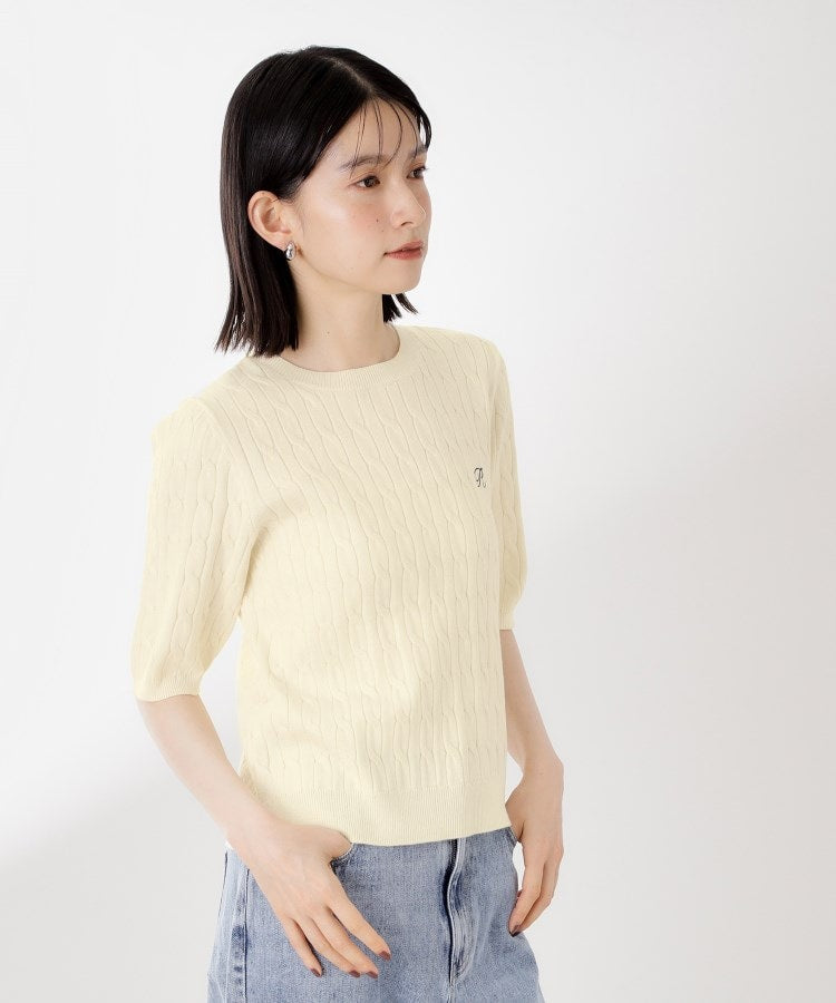 ザ ショップ ティーケー  (ウィメン) THE SHOP TK(Women) 刺繍入りケーブルニット半袖 （アイボリー(004)） アイボリー(004)