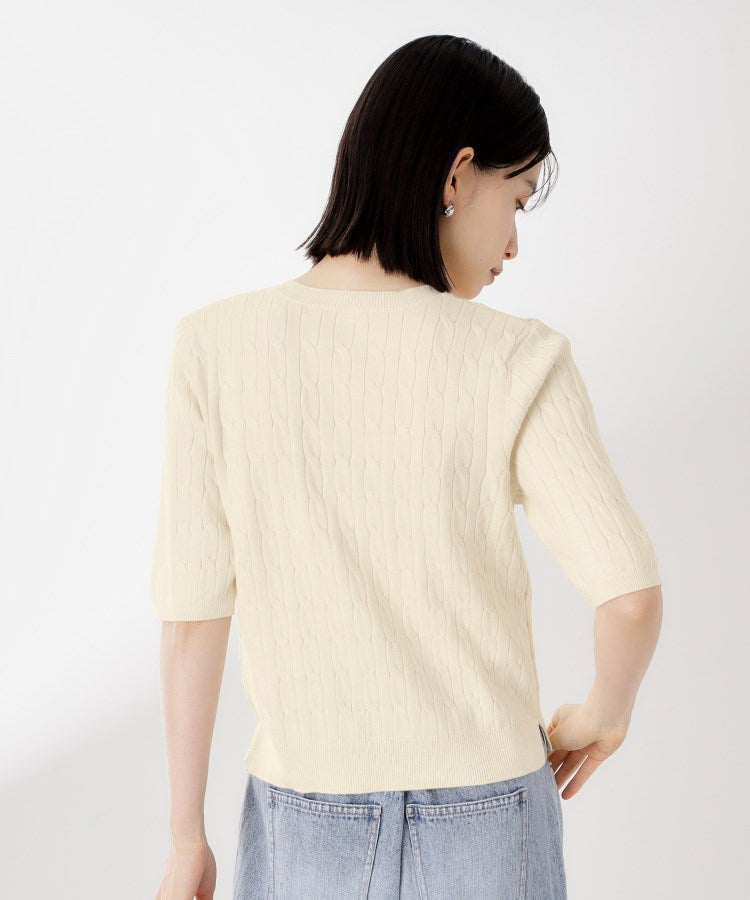 ザ ショップ ティーケー  (ウィメン) THE SHOP TK(Women) 刺繍入りケーブルニット半袖 （アイボリー(004)） アイボリー(004)