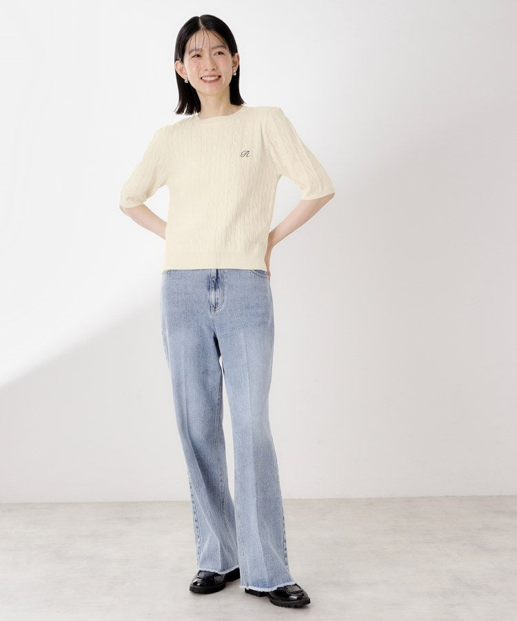 ザ ショップ ティーケー  (ウィメン) THE SHOP TK(Women) 刺繍入りケーブルニット半袖 （アイボリー(004)） アイボリー(004)