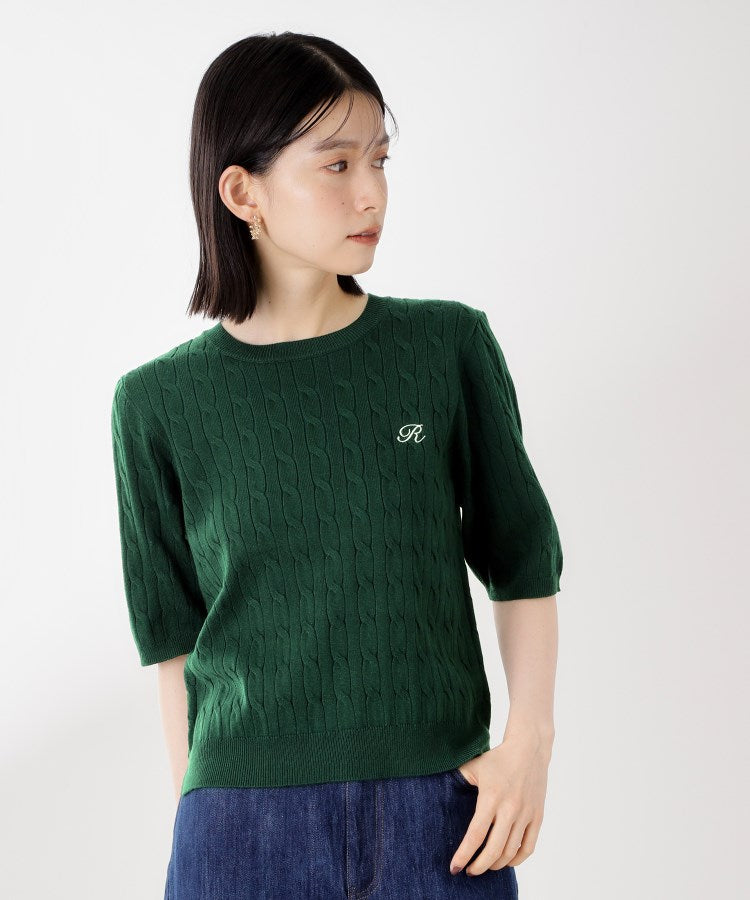 ザ ショップ ティーケー  (ウィメン) THE SHOP TK(Women) 刺繍入りケーブルニット半袖 （アイボリー(004)） アイボリー(004)