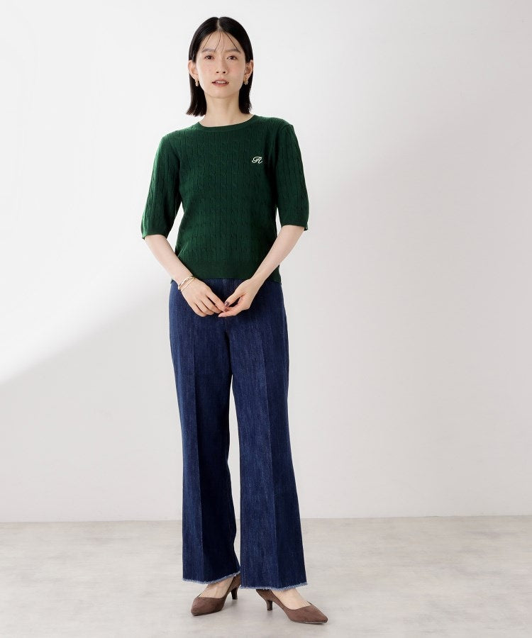 ザ ショップ ティーケー  (ウィメン) THE SHOP TK(Women) 刺繍入りケーブルニット半袖 （アイボリー(004)） アイボリー(004)