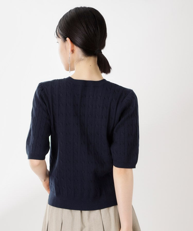 ザ ショップ ティーケー  (ウィメン) THE SHOP TK(Women) 刺繍入りケーブルニット半袖 （アイボリー(004)） アイボリー(004)