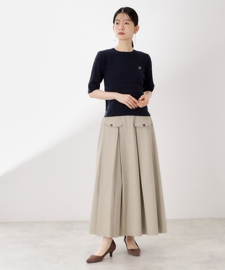 ザ ショップ ティーケー  (ウィメン) THE SHOP TK(Women) 刺繍入りケーブルニット半袖 （アイボリー(004)） アイボリー(004)