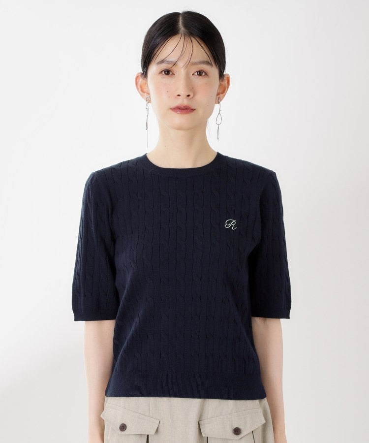 ザ ショップ ティーケー  (ウィメン) THE SHOP TK(Women) 刺繍入りケーブルニット半袖 （アイボリー(004)） アイボリー(004)