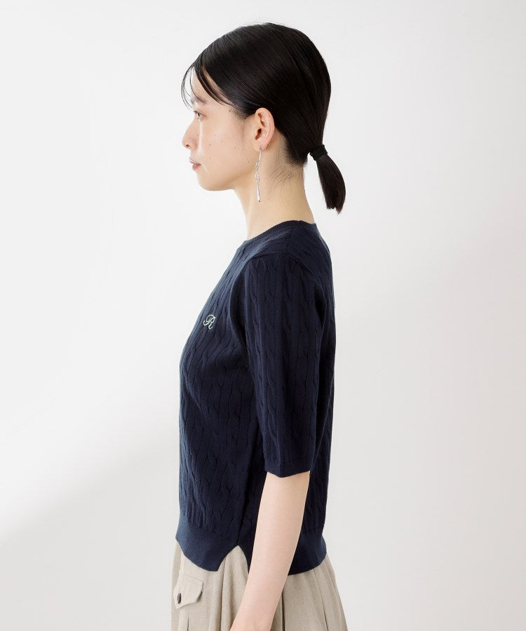 ザ ショップ ティーケー  (ウィメン) THE SHOP TK(Women) 刺繍入りケーブルニット半袖 （アイボリー(004)） アイボリー(004)