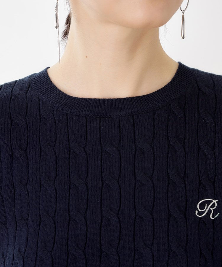 ザ ショップ ティーケー  (ウィメン) THE SHOP TK(Women) 刺繍入りケーブルニット半袖 （アイボリー(004)） アイボリー(004)