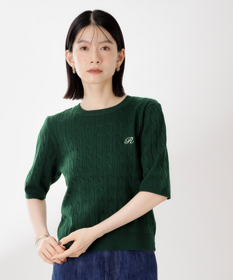 ザ ショップ ティーケー  (ウィメン) THE SHOP TK(Women) 刺繍入りケーブルニット半袖 （アイボリー(004)） アイボリー(004)