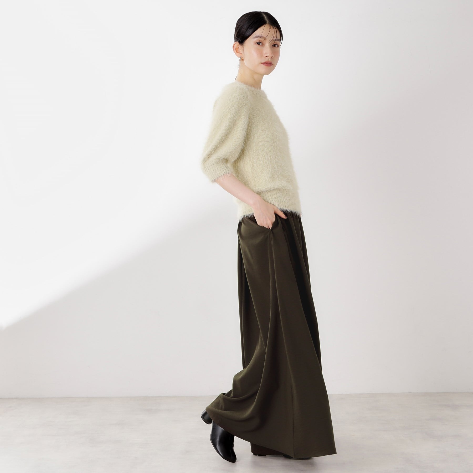 ザ ショップ ティーケー  (ウィメン) THE SHOP TK(Women) サップ素材イージーパンツ （ブラック(019)） ブラック(019)