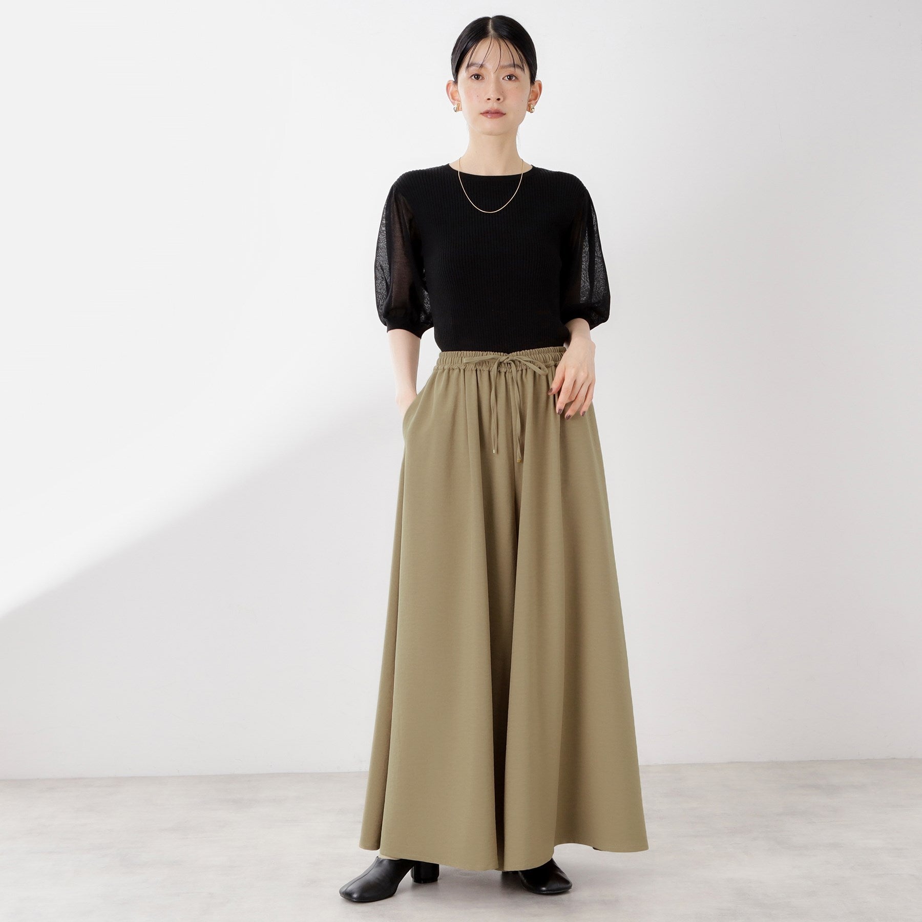 ザ ショップ ティーケー  (ウィメン) THE SHOP TK(Women) サップ素材イージーパンツ （ブラック(019)） ブラック(019)
