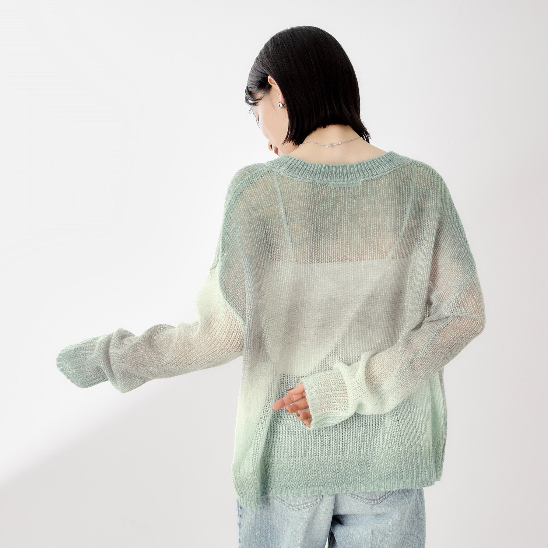 ザ ショップ ティーケー  (ウィメン) THE SHOP TK(Women) スペースダイ透かし編みニット （オレンジ(067)） オレンジ(067)