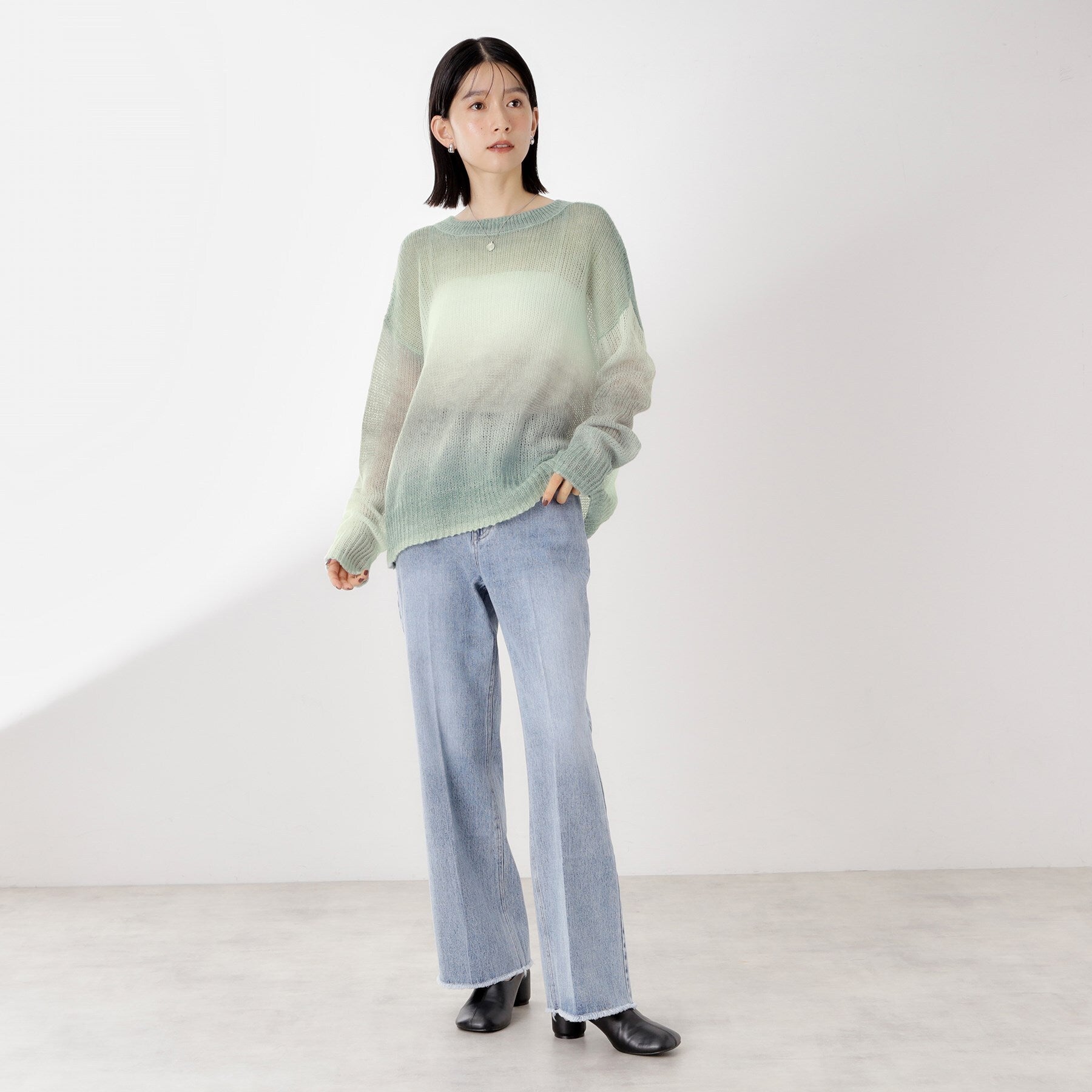 ザ ショップ ティーケー  (ウィメン) THE SHOP TK(Women) スペースダイ透かし編みニット （オレンジ(067)） オレンジ(067)