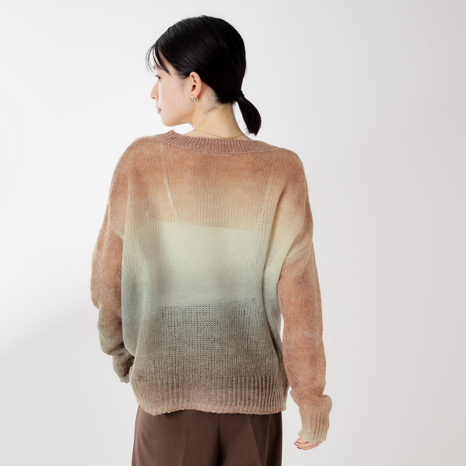 ザ ショップ ティーケー  (ウィメン) THE SHOP TK(Women) スペースダイ透かし編みニット （オレンジ(067)） オレンジ(067)