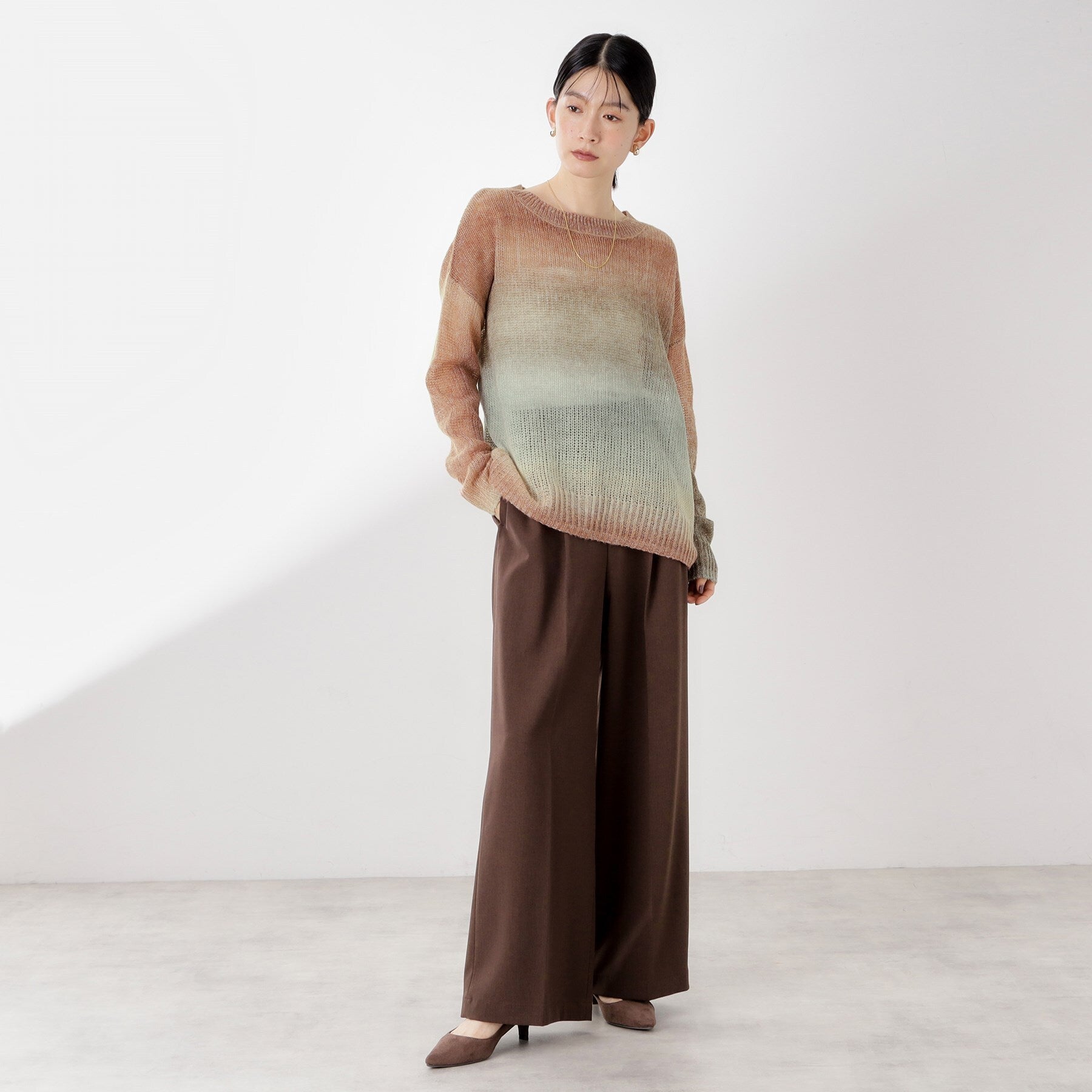 ザ ショップ ティーケー  (ウィメン) THE SHOP TK(Women) スペースダイ透かし編みニット （オレンジ(067)） オレンジ(067)