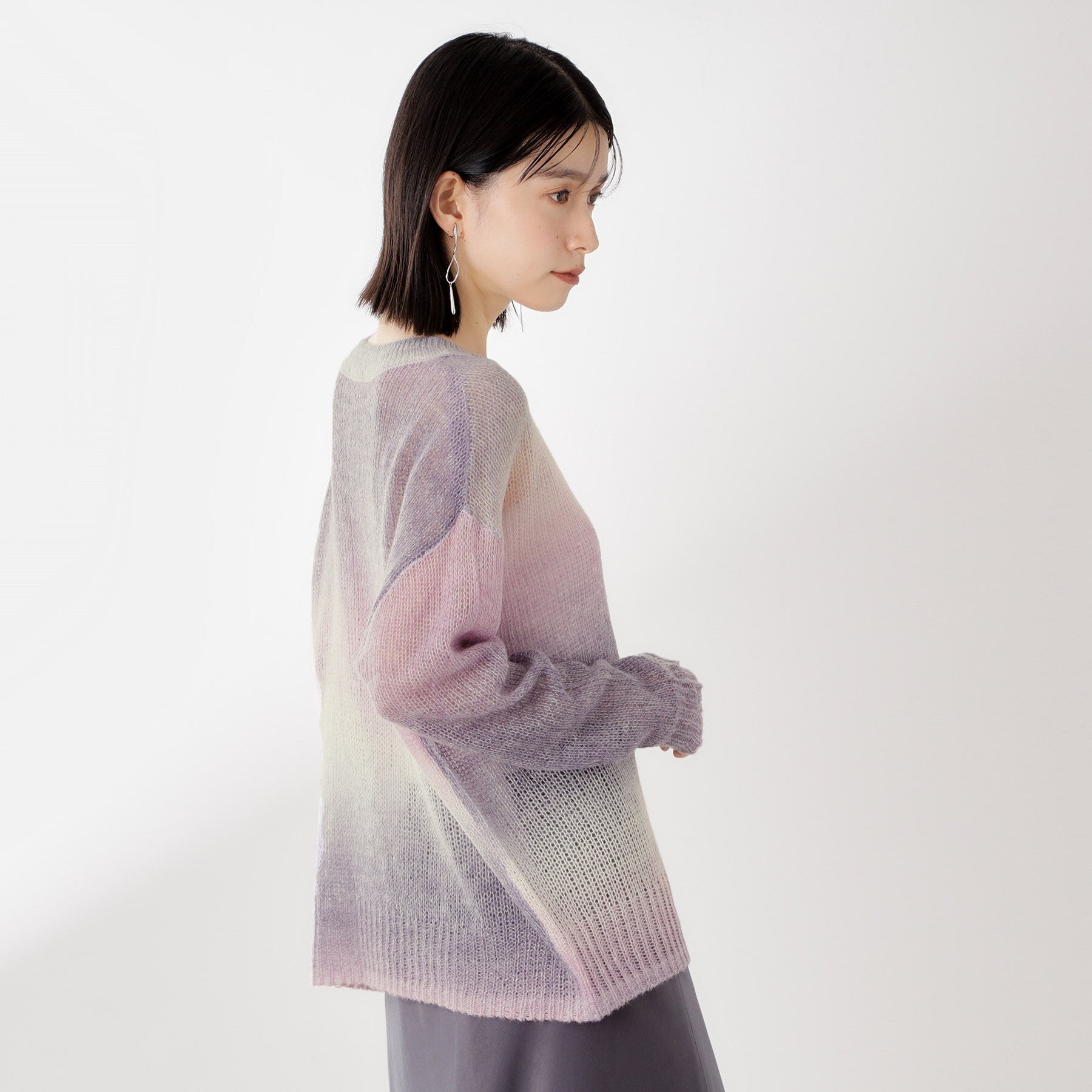 ザ ショップ ティーケー  (ウィメン) THE SHOP TK(Women) スペースダイ透かし編みニット （オレンジ(067)） オレンジ(067)