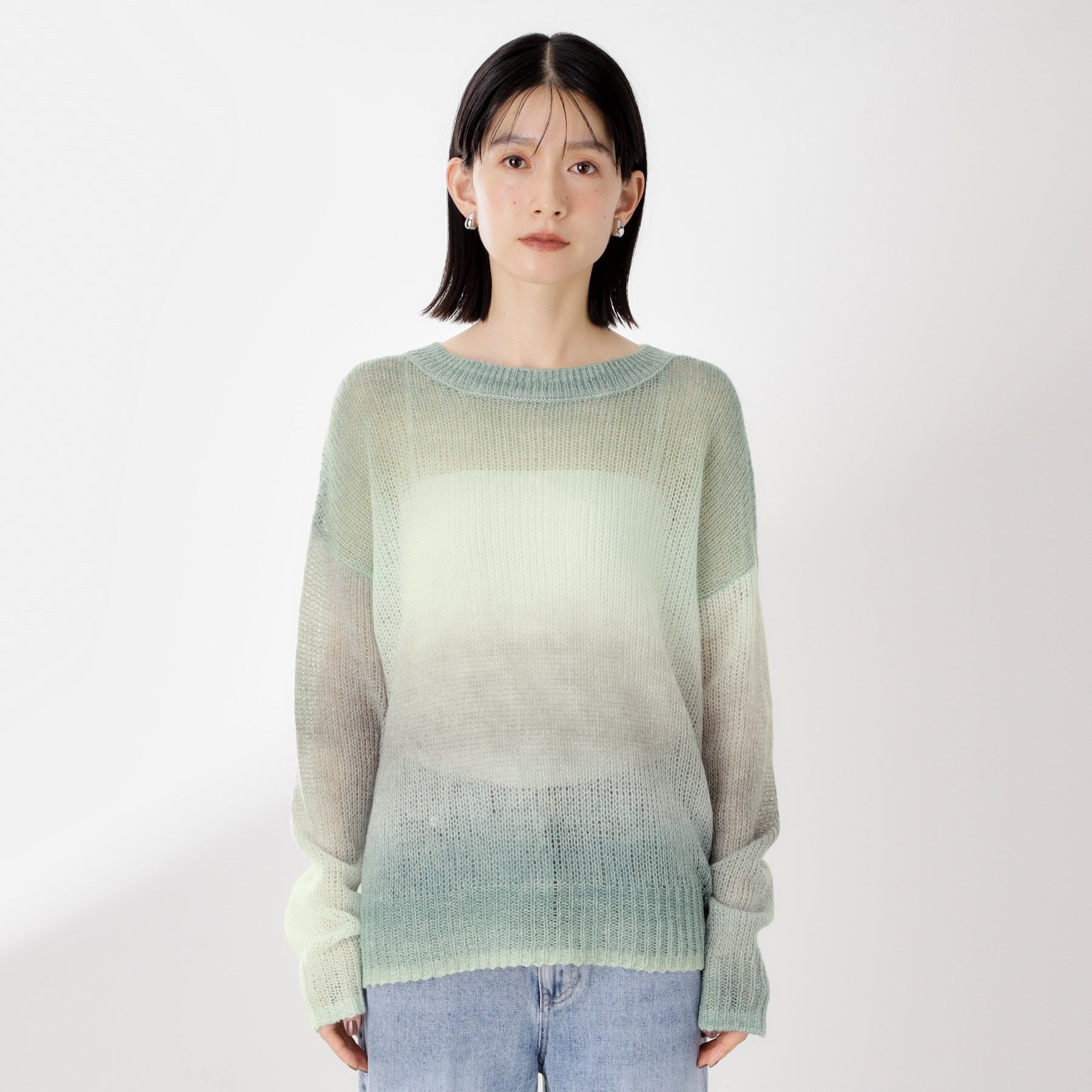 ザ ショップ ティーケー  (ウィメン) THE SHOP TK(Women) スペースダイ透かし編みニット （オレンジ(067)） オレンジ(067)