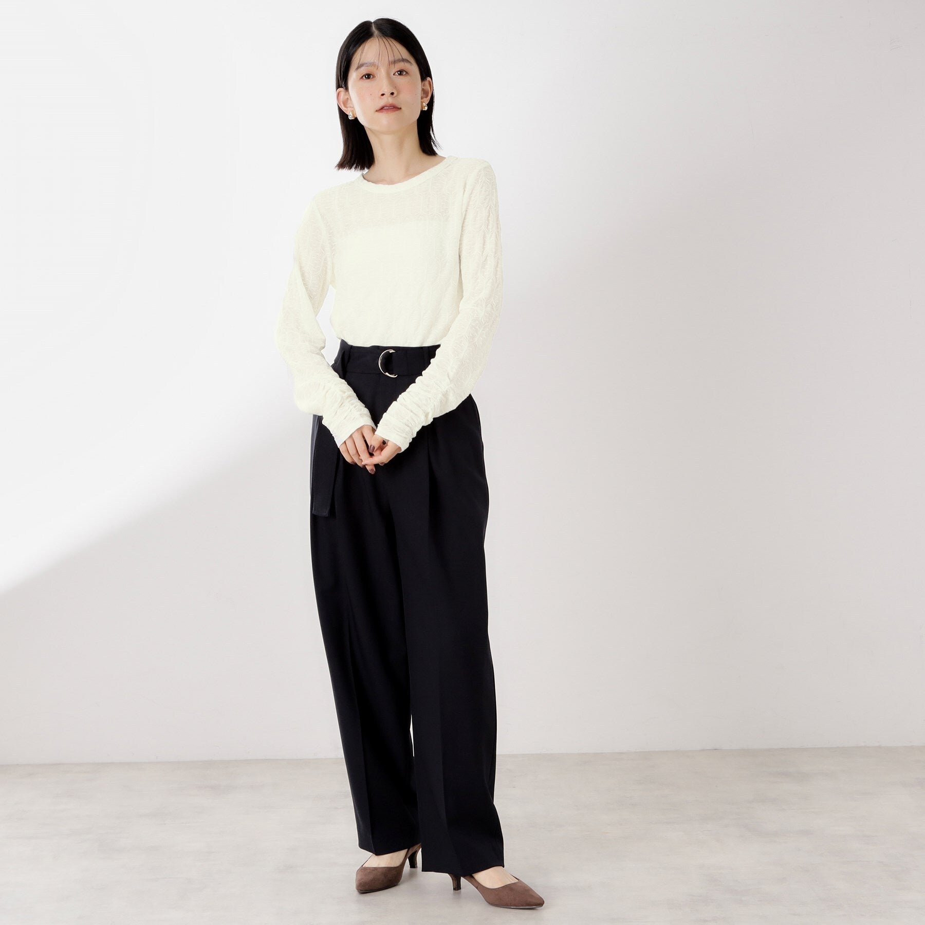 ザ ショップ ティーケー  (ウィメン) THE SHOP TK(Women) ウェーブシアー袖クシュプルオーバー （ブラック(019)） ブラック(019)