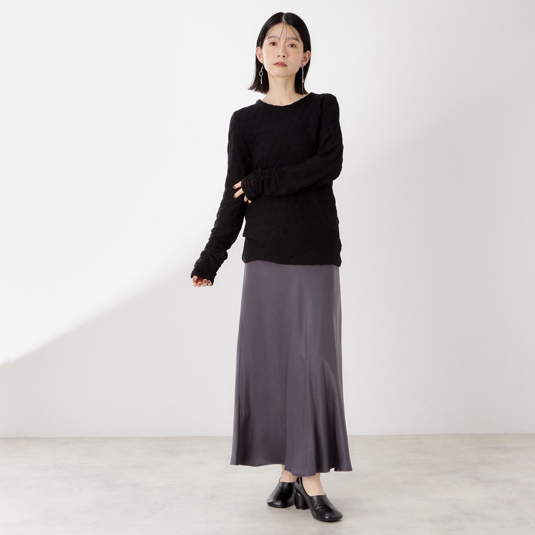ザ ショップ ティーケー  (ウィメン) THE SHOP TK(Women) ウェーブシアー袖クシュプルオーバー （ブラック(019)） ブラック(019)