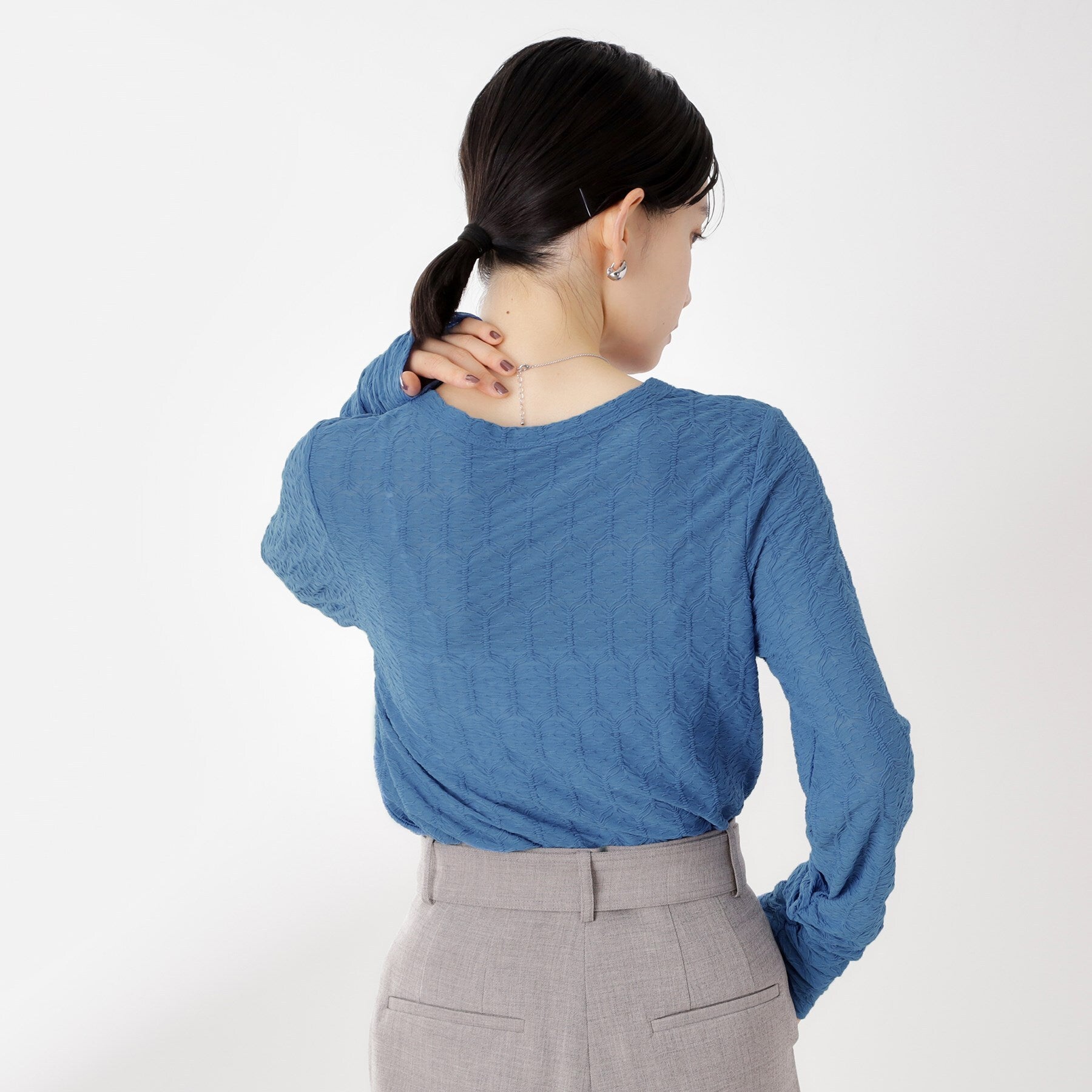 ザ ショップ ティーケー  (ウィメン) THE SHOP TK(Women) ウェーブシアー袖クシュプルオーバー （ブラック(019)） ブラック(019)