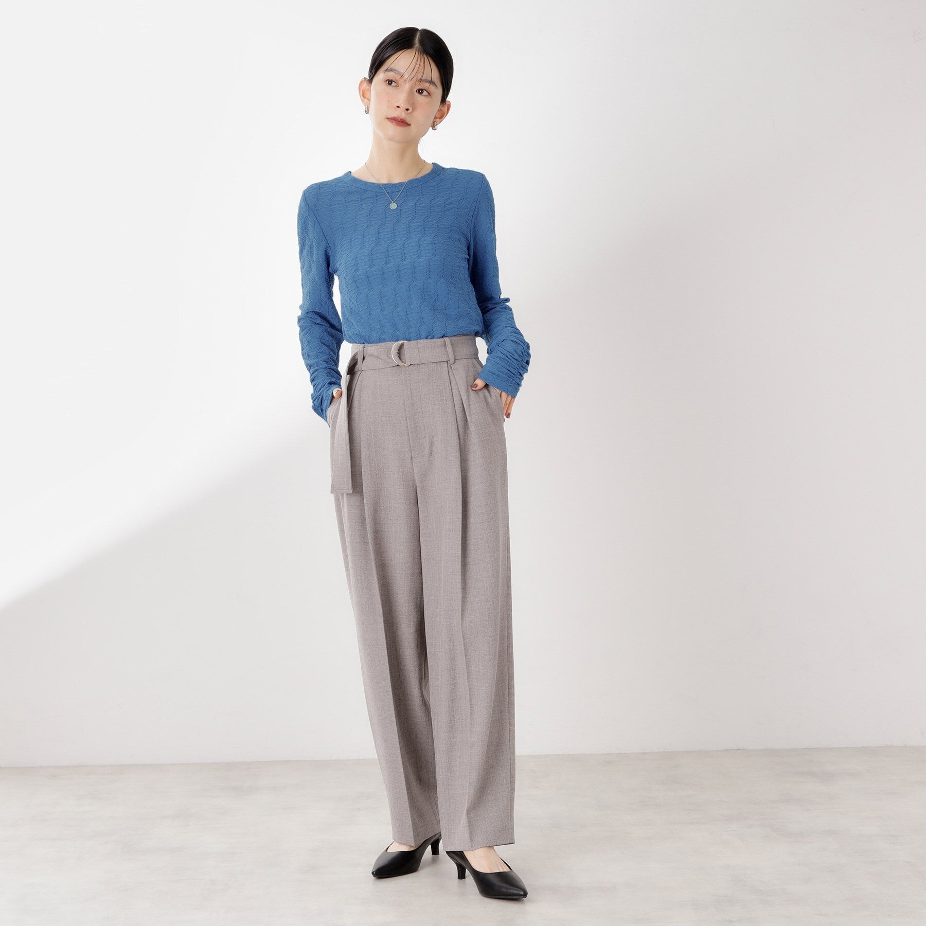ザ ショップ ティーケー  (ウィメン) THE SHOP TK(Women) ウェーブシアー袖クシュプルオーバー （ブラック(019)） ブラック(019)