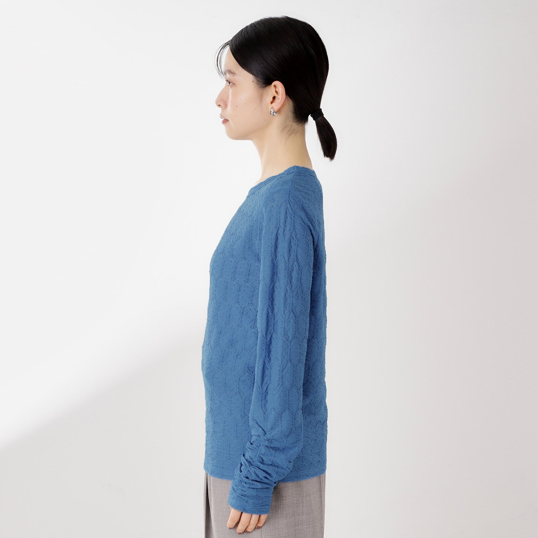 ザ ショップ ティーケー  (ウィメン) THE SHOP TK(Women) ウェーブシアー袖クシュプルオーバー （ブラック(019)） ブラック(019)