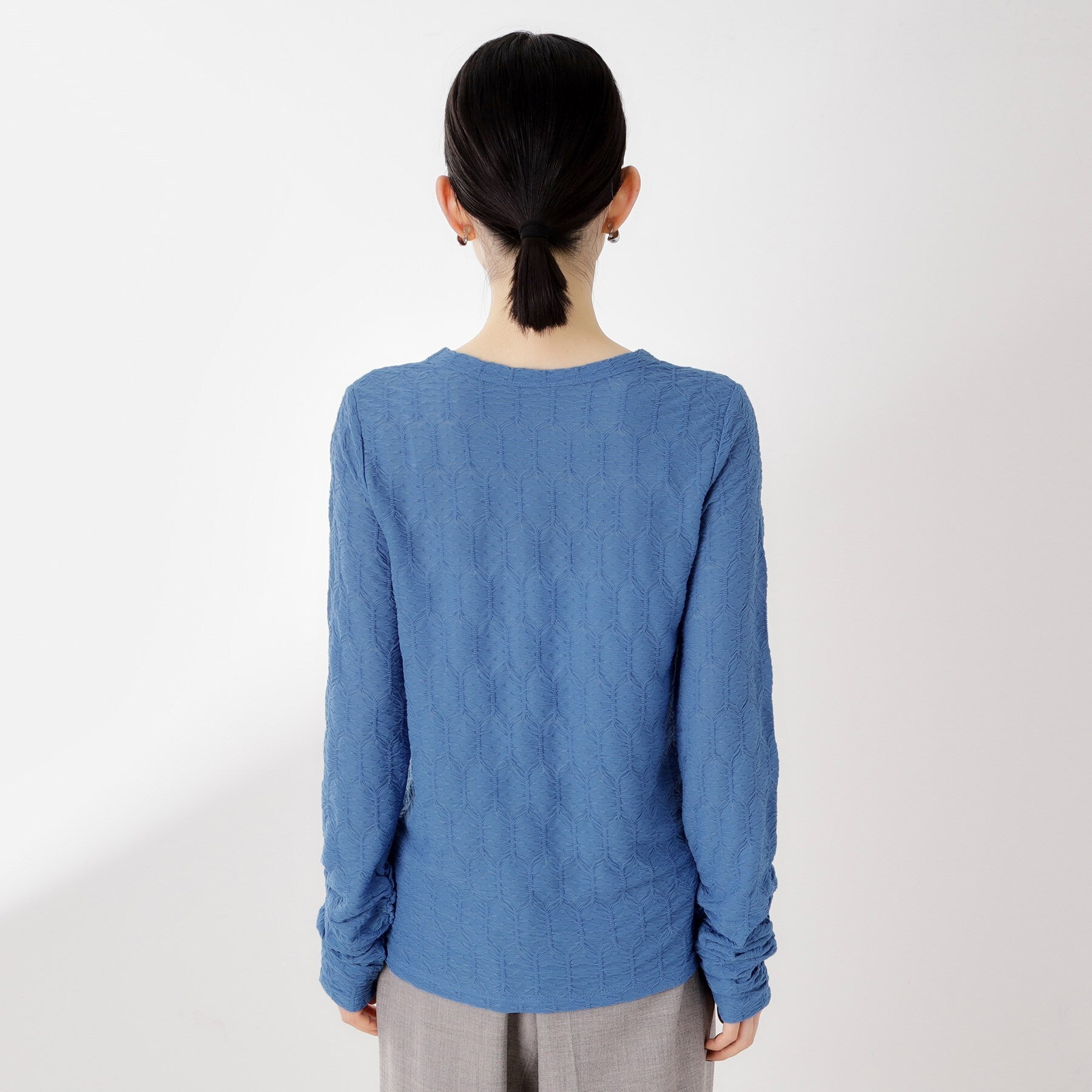 ザ ショップ ティーケー  (ウィメン) THE SHOP TK(Women) ウェーブシアー袖クシュプルオーバー （ブラック(019)） ブラック(019)