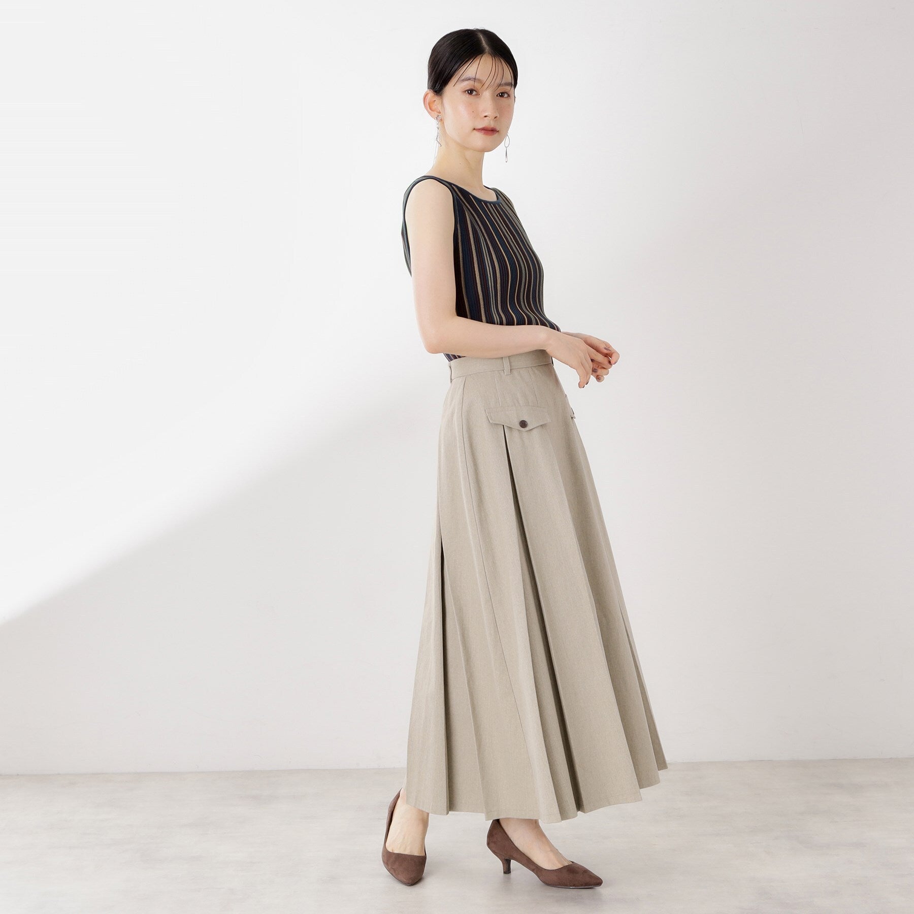ザ ショップ ティーケー  (ウィメン) THE SHOP TK(Women) ストライプ柄ニットタンク前後2WAY （アイボリー(304)） アイボリー(304)