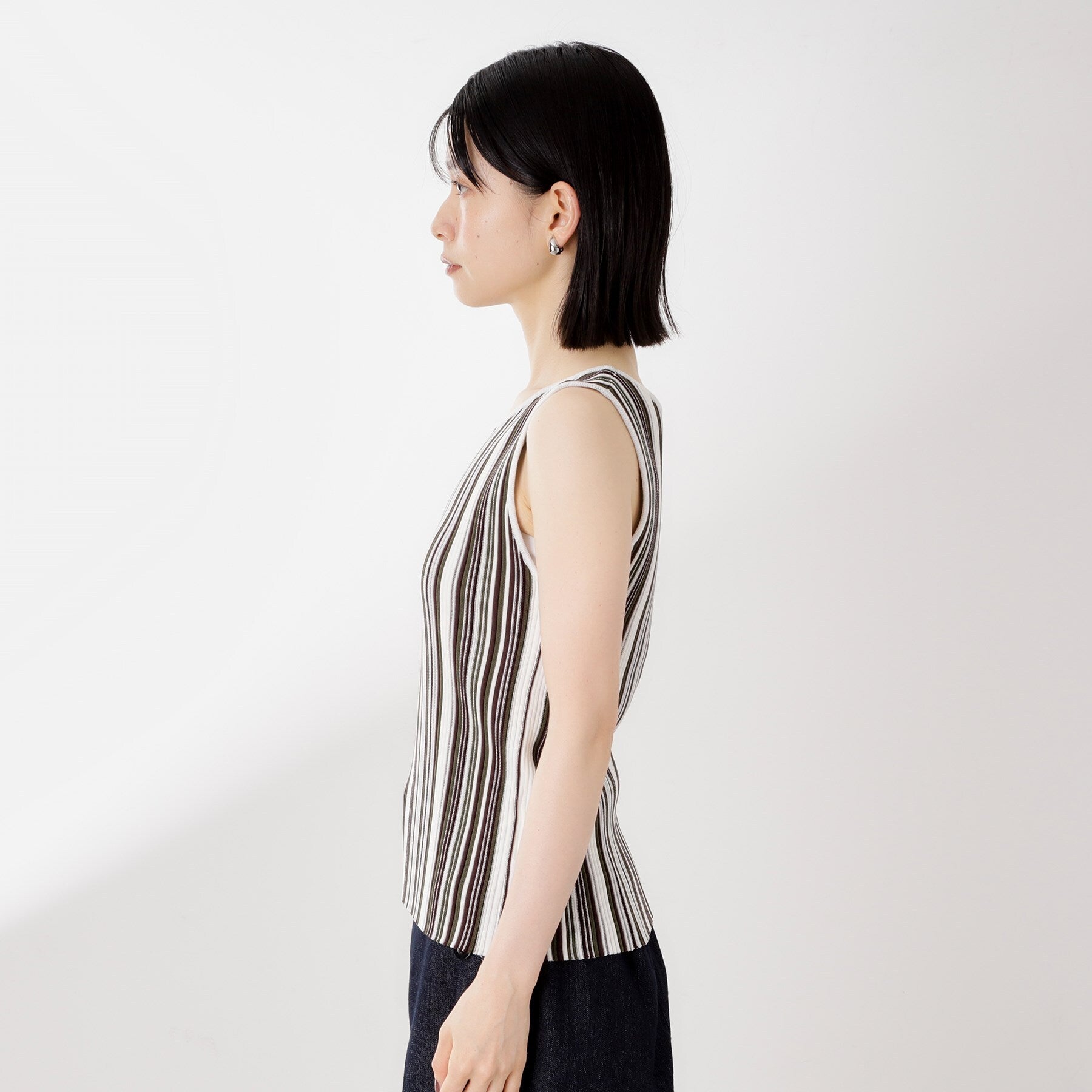 ザ ショップ ティーケー  (ウィメン) THE SHOP TK(Women) ストライプ柄ニットタンク前後2WAY （アイボリー(304)） アイボリー(304)