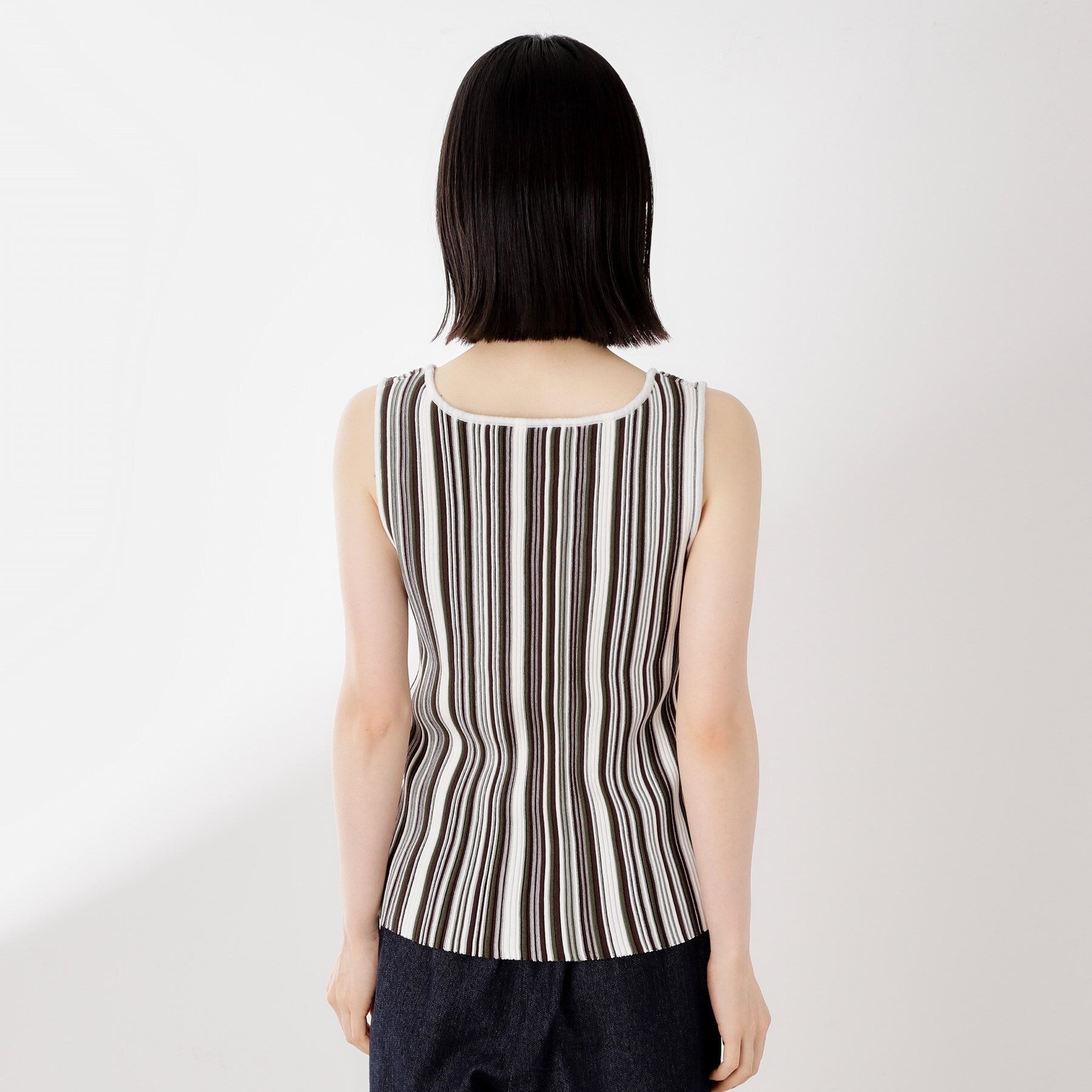ザ ショップ ティーケー  (ウィメン) THE SHOP TK(Women) ストライプ柄ニットタンク前後2WAY （アイボリー(304)） アイボリー(304)