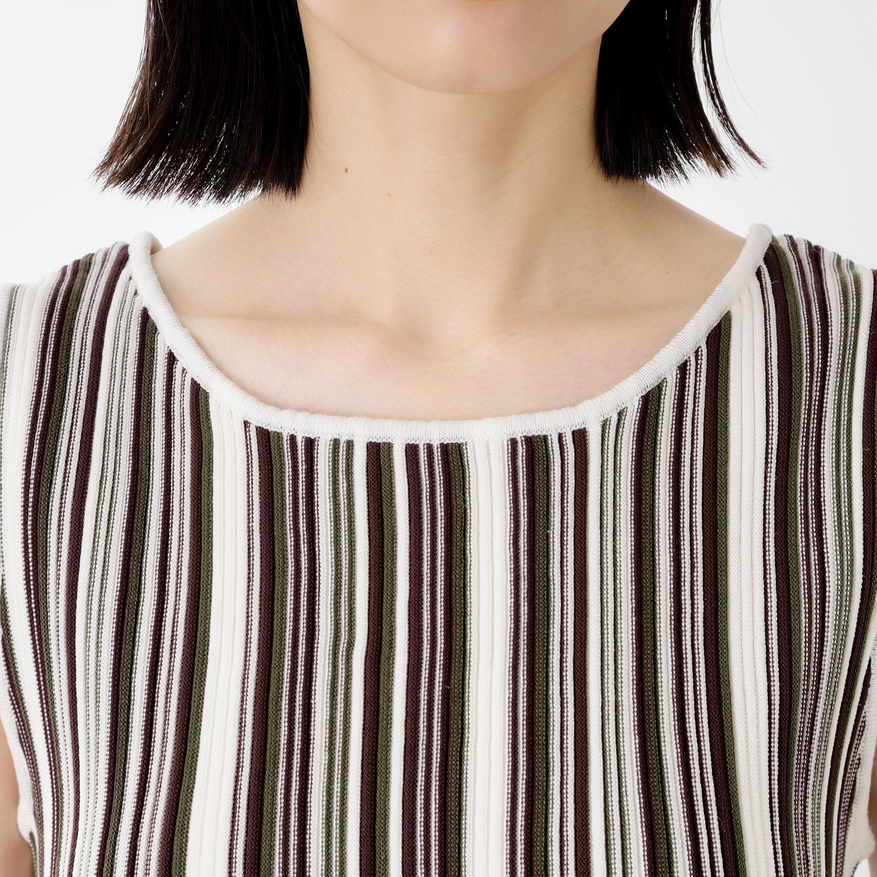 ザ ショップ ティーケー  (ウィメン) THE SHOP TK(Women) ストライプ柄ニットタンク前後2WAY （アイボリー(304)） アイボリー(304)