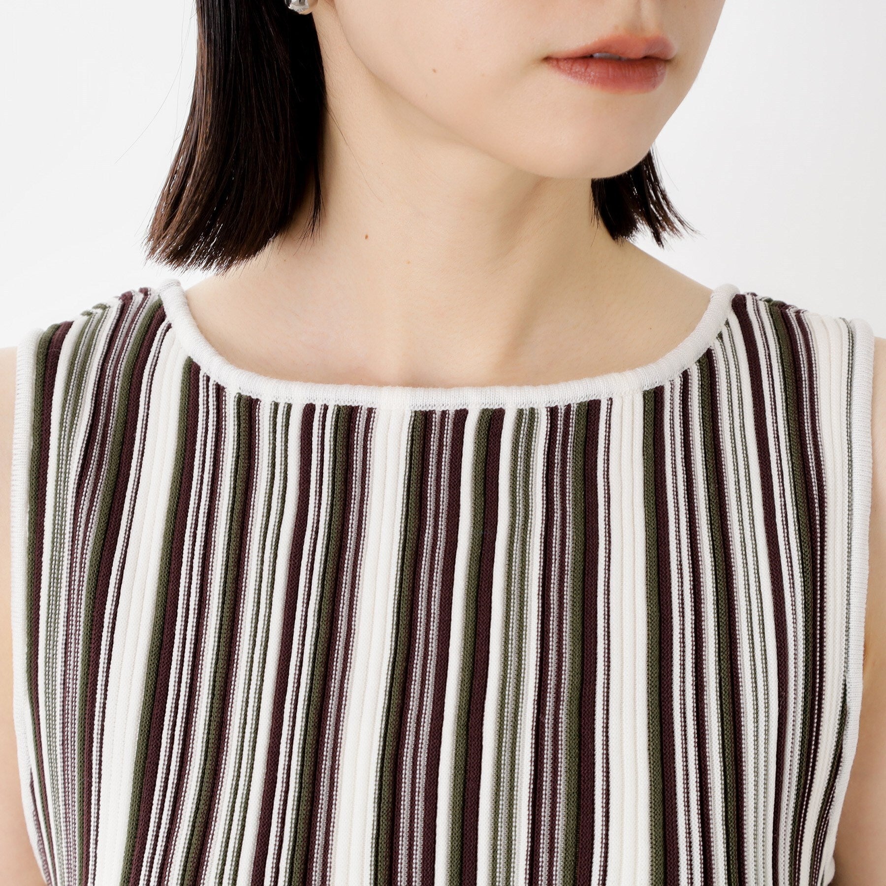ザ ショップ ティーケー  (ウィメン) THE SHOP TK(Women) ストライプ柄ニットタンク前後2WAY （アイボリー(304)） アイボリー(304)