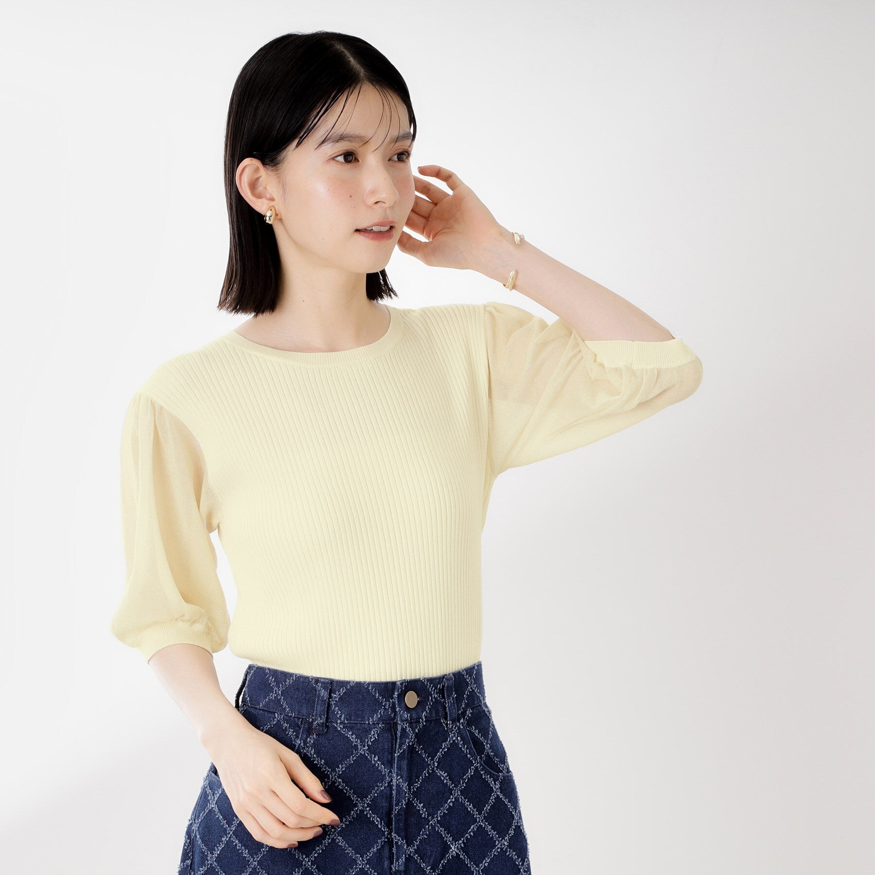 ザ ショップ ティーケー  (ウィメン) THE SHOP TK(Women) ワイドリブパフ袖ニット （ブラック(019)） ブラック(019)