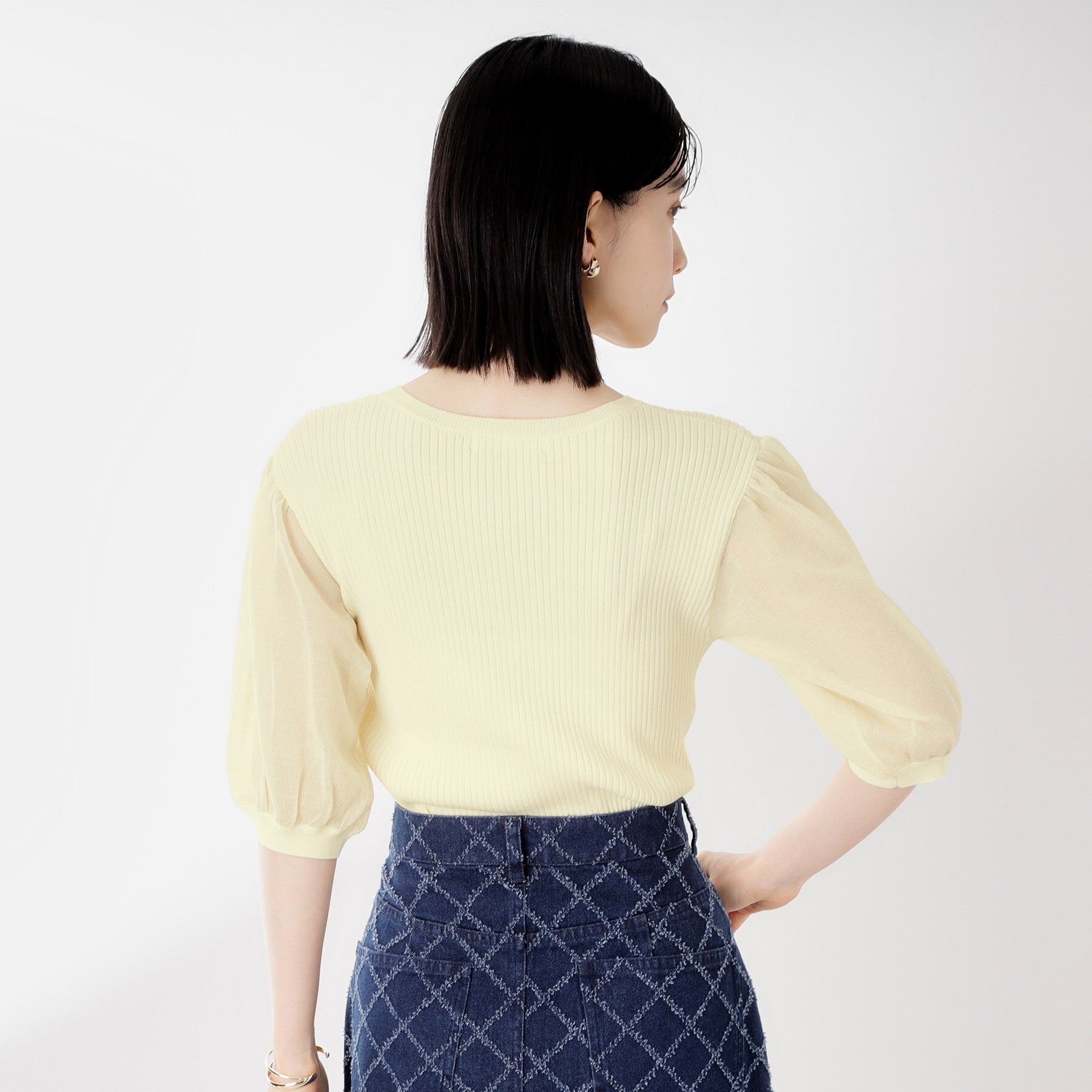 ザ ショップ ティーケー  (ウィメン) THE SHOP TK(Women) ワイドリブパフ袖ニット （ブラック(019)） ブラック(019)