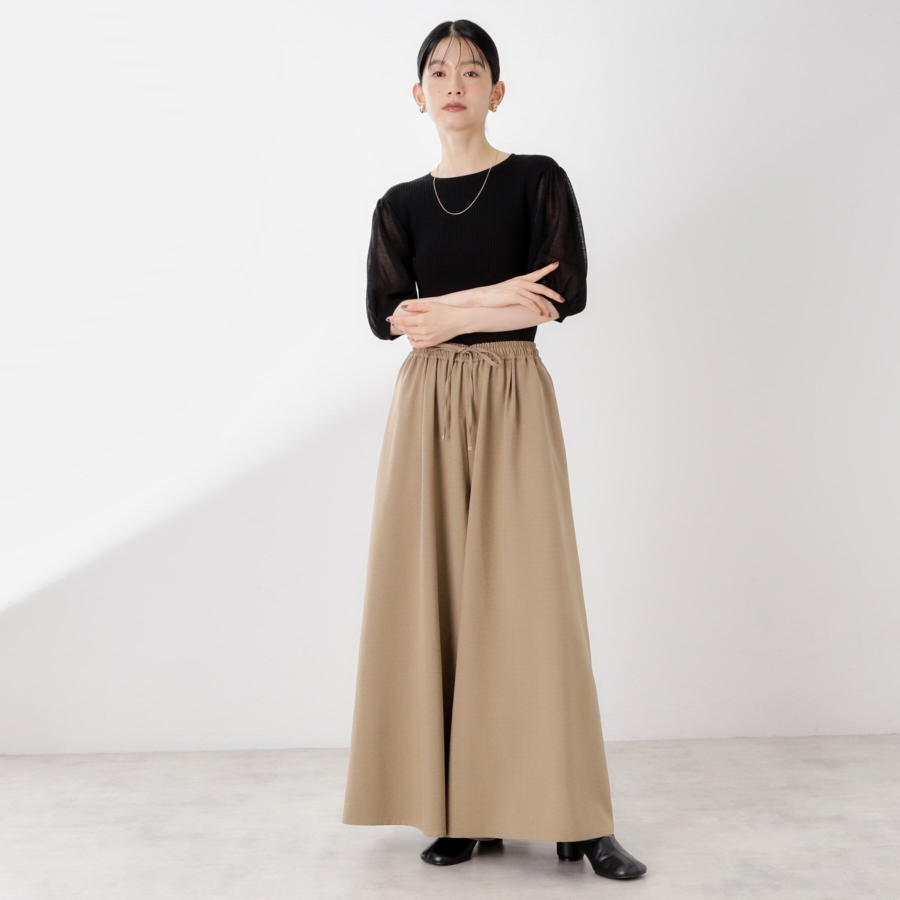 ザ ショップ ティーケー  (ウィメン) THE SHOP TK(Women) ワイドリブパフ袖ニット （ブラック(019)） ブラック(019)