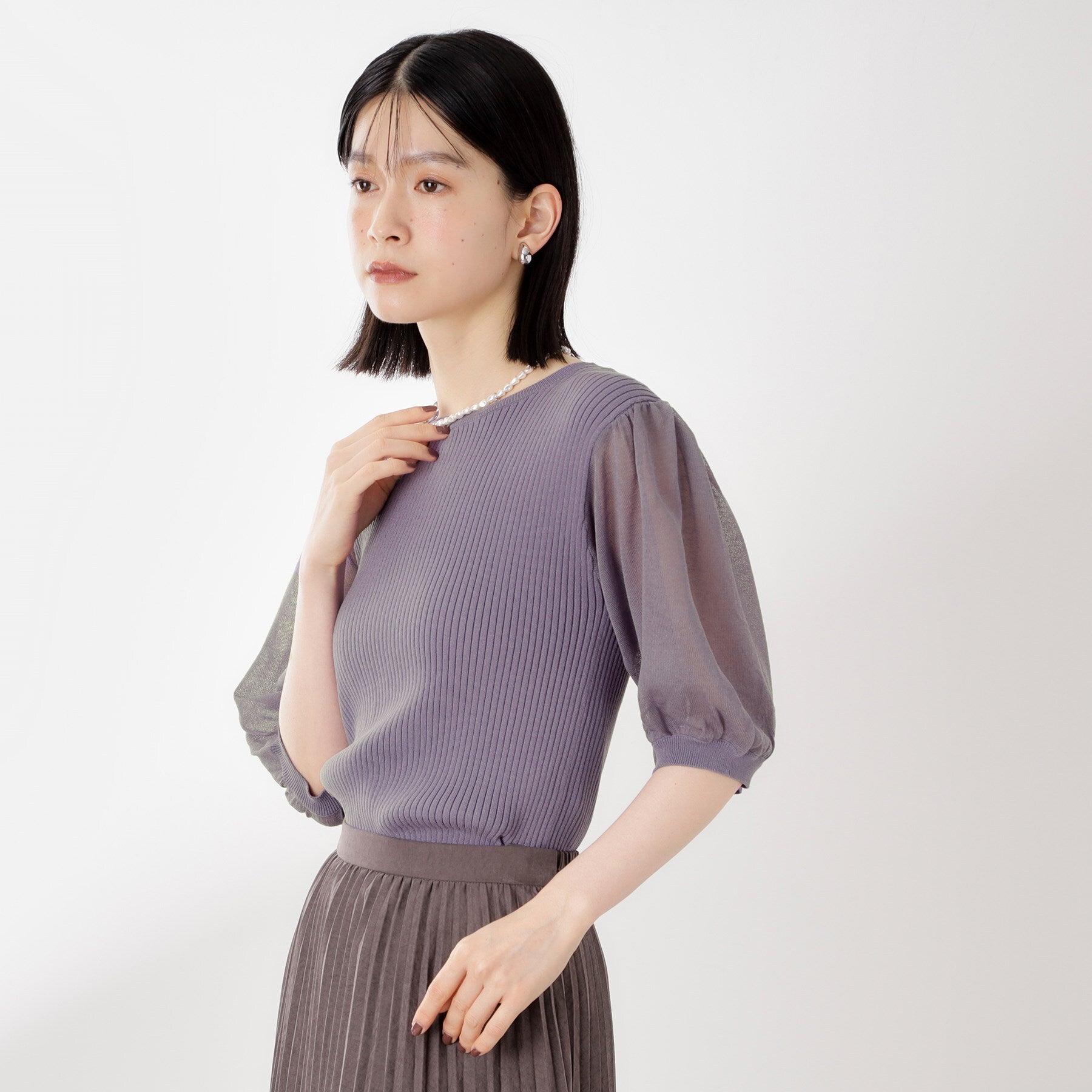 ザ ショップ ティーケー  (ウィメン) THE SHOP TK(Women) ワイドリブパフ袖ニット （ブラック(019)） ブラック(019)