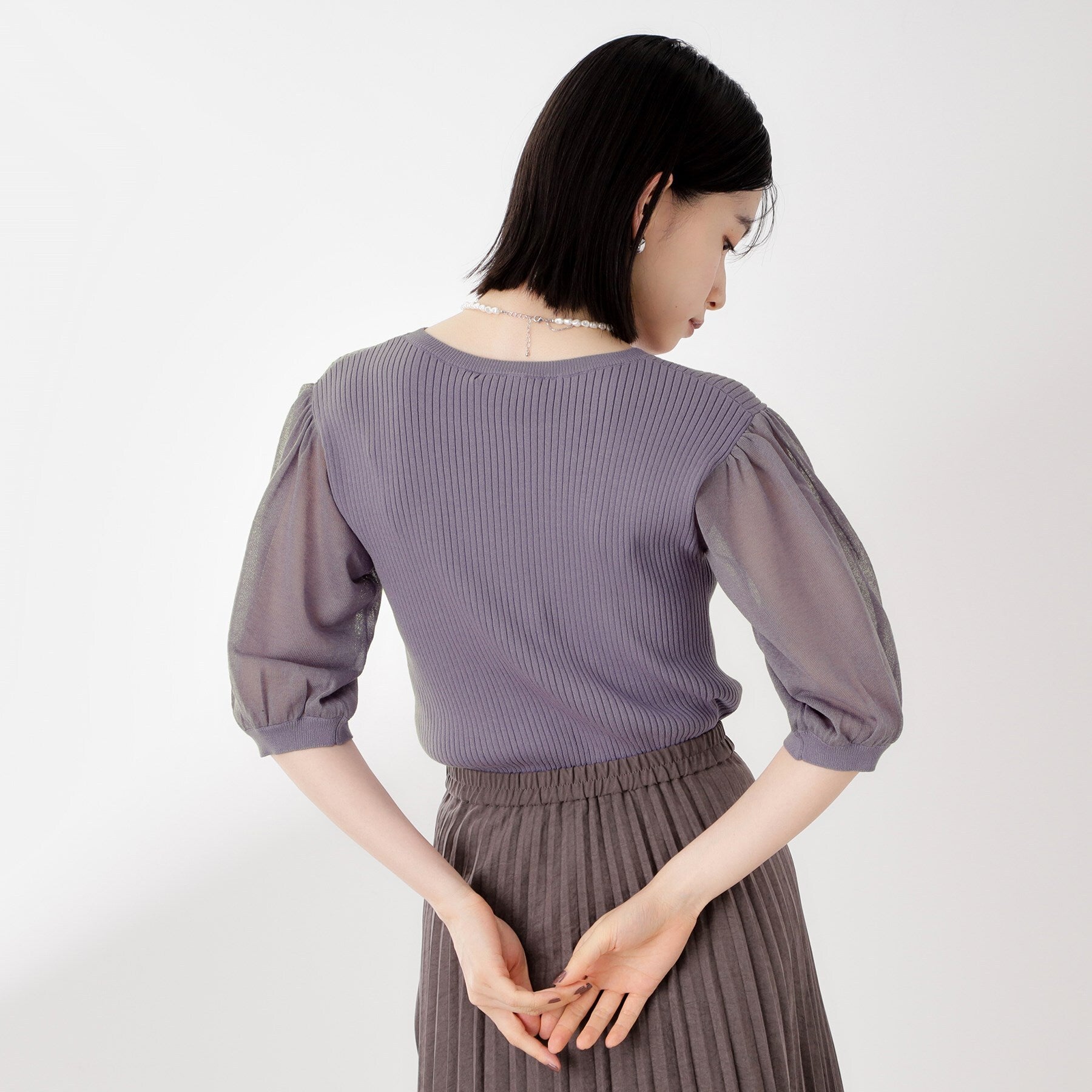 ザ ショップ ティーケー  (ウィメン) THE SHOP TK(Women) ワイドリブパフ袖ニット （ブラック(019)） ブラック(019)