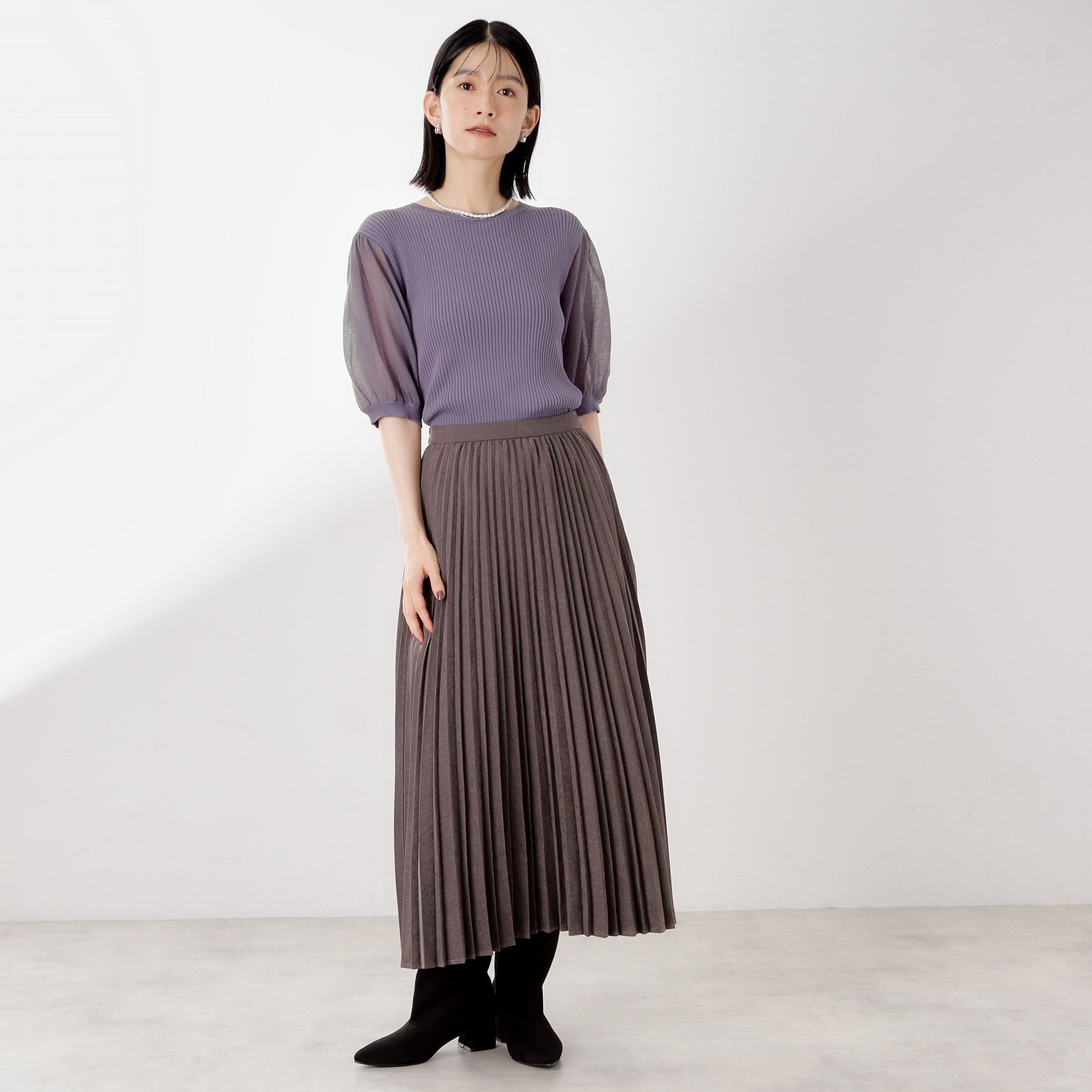 ザ ショップ ティーケー  (ウィメン) THE SHOP TK(Women) ワイドリブパフ袖ニット （ブラック(019)） ブラック(019)