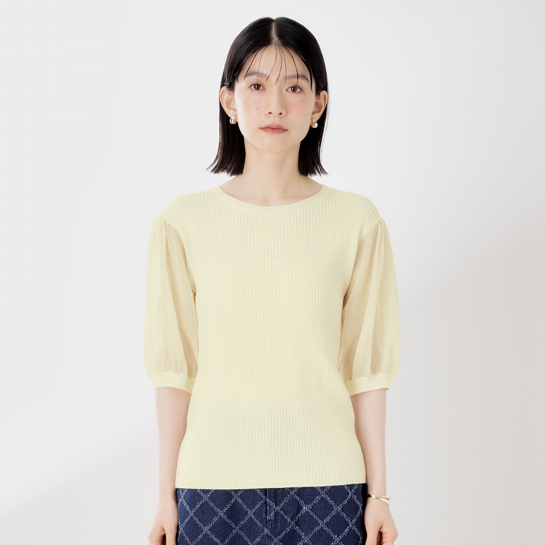 ザ ショップ ティーケー  (ウィメン) THE SHOP TK(Women) ワイドリブパフ袖ニット （ブラック(019)） ブラック(019)