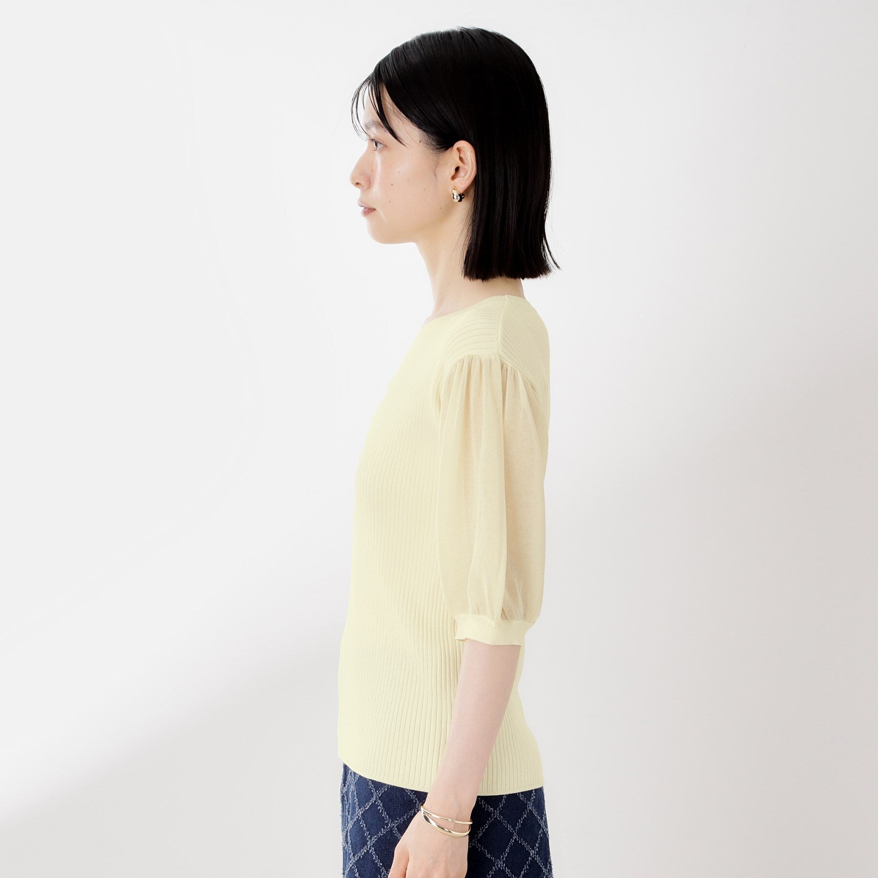 ザ ショップ ティーケー  (ウィメン) THE SHOP TK(Women) ワイドリブパフ袖ニット （ブラック(019)） ブラック(019)