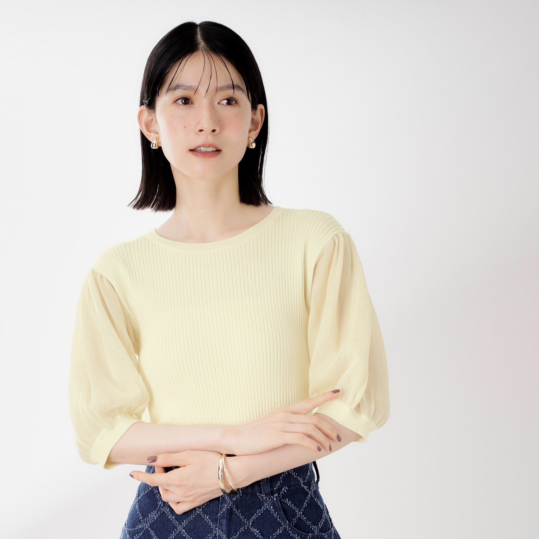 ザ ショップ ティーケー  (ウィメン) THE SHOP TK(Women) ワイドリブパフ袖ニット （アイボリー(004)） アイボリー(004)