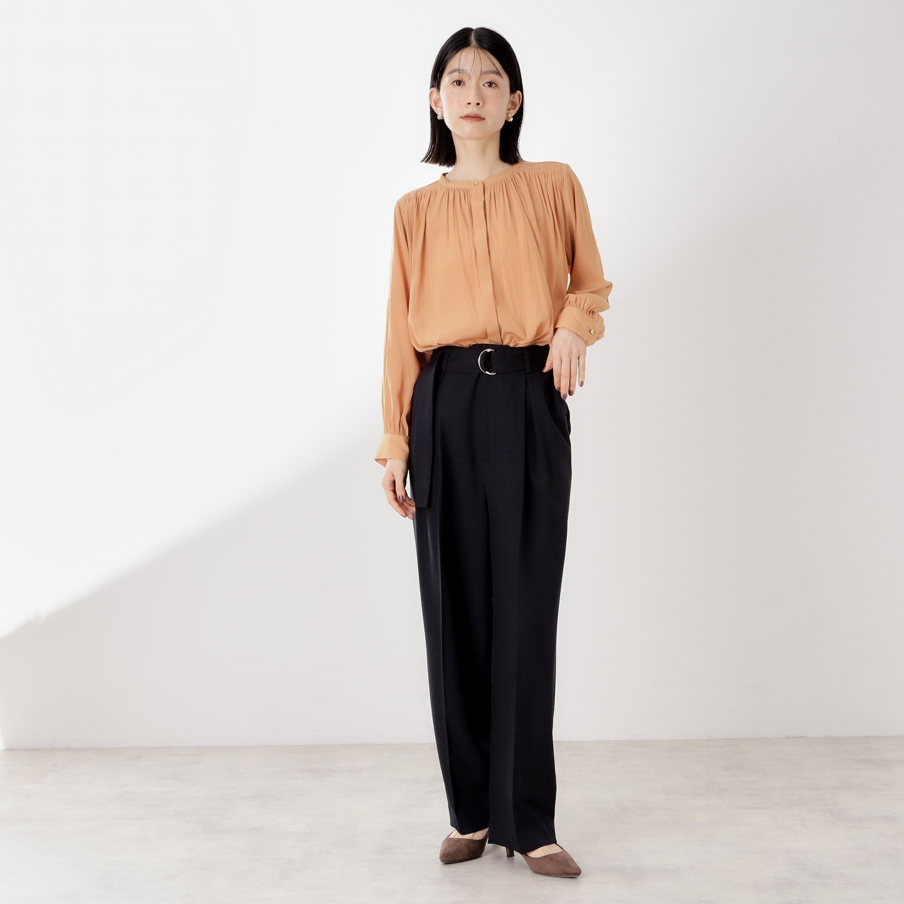 ザ ショップ ティーケー  (ウィメン) THE SHOP TK(Women) ヴィンテージサテンギャザーシャツ （アイボリー(004)） アイボリー(004)