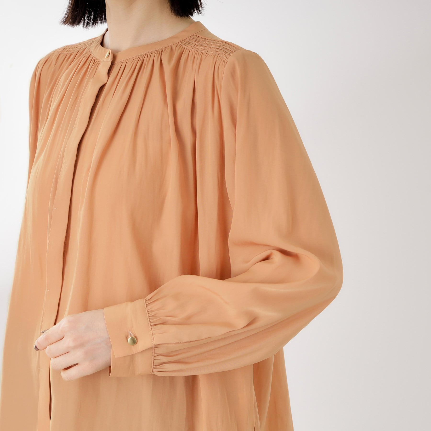 ザ ショップ ティーケー  (ウィメン) THE SHOP TK(Women) ヴィンテージサテンギャザーシャツ （アイボリー(004)） アイボリー(004)