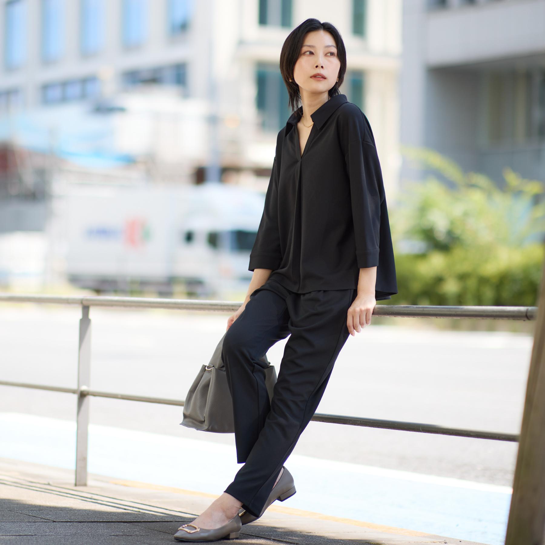 ザ ショップ ティーケー  (ウィメン) THE SHOP TK(Women) カットジョーゼット セットアップ （ブラック(019)） ブラック(019)