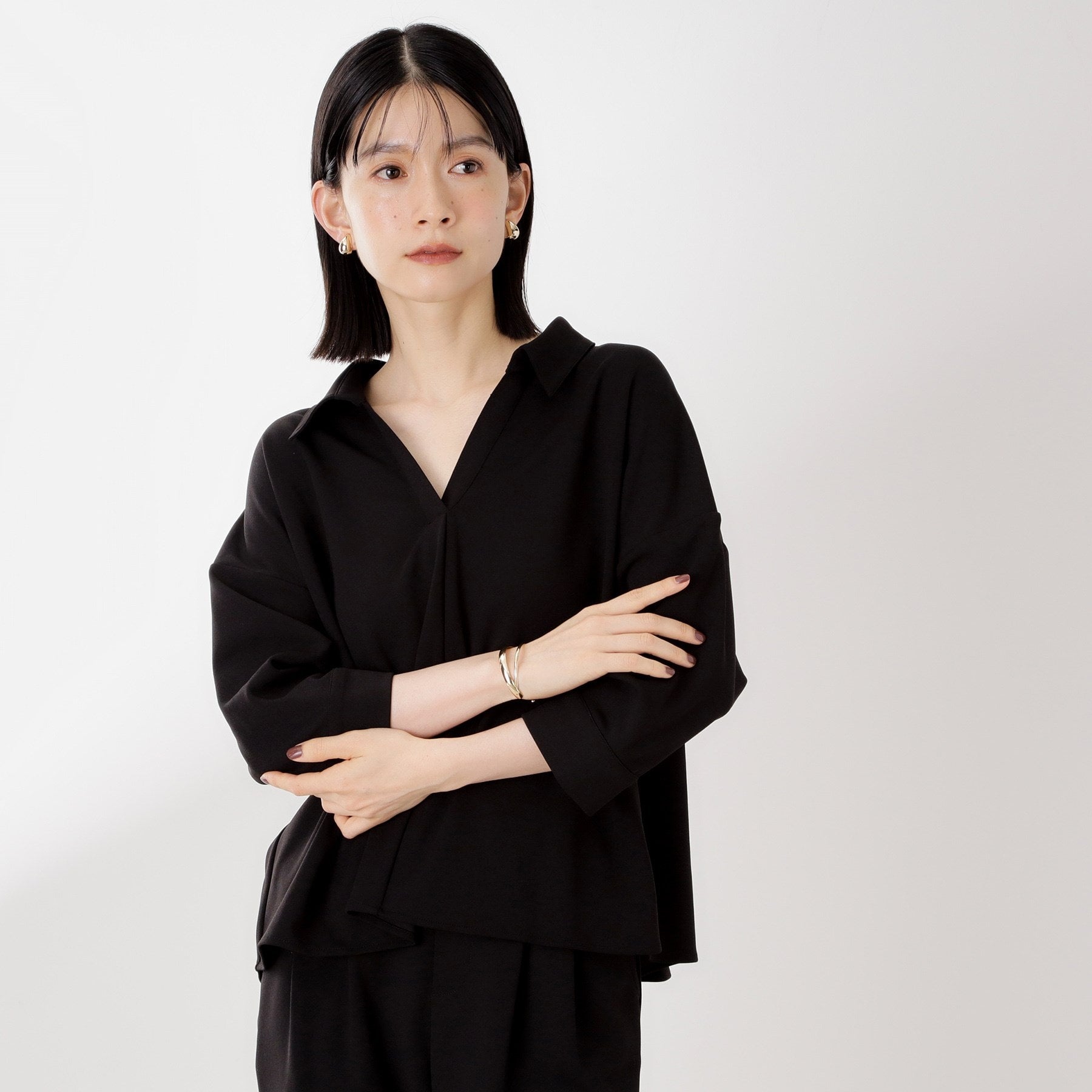 ザ ショップ ティーケー  (ウィメン) THE SHOP TK(Women) カットジョーゼット セットアップ （ブラック(019)） ブラック(019)