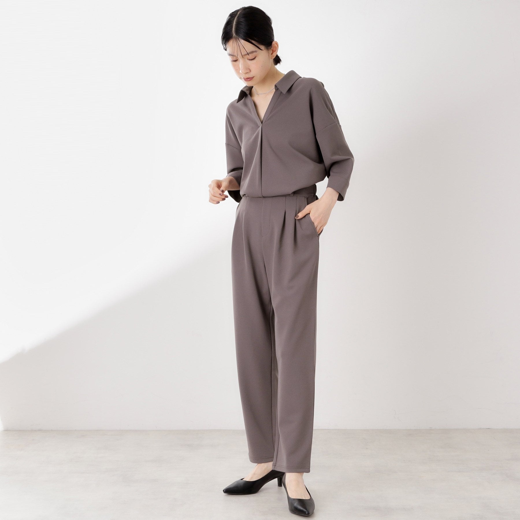 ザ ショップ ティーケー  (ウィメン) THE SHOP TK(Women) カットジョーゼット セットアップ （ブラック(019)） ブラック(019)
