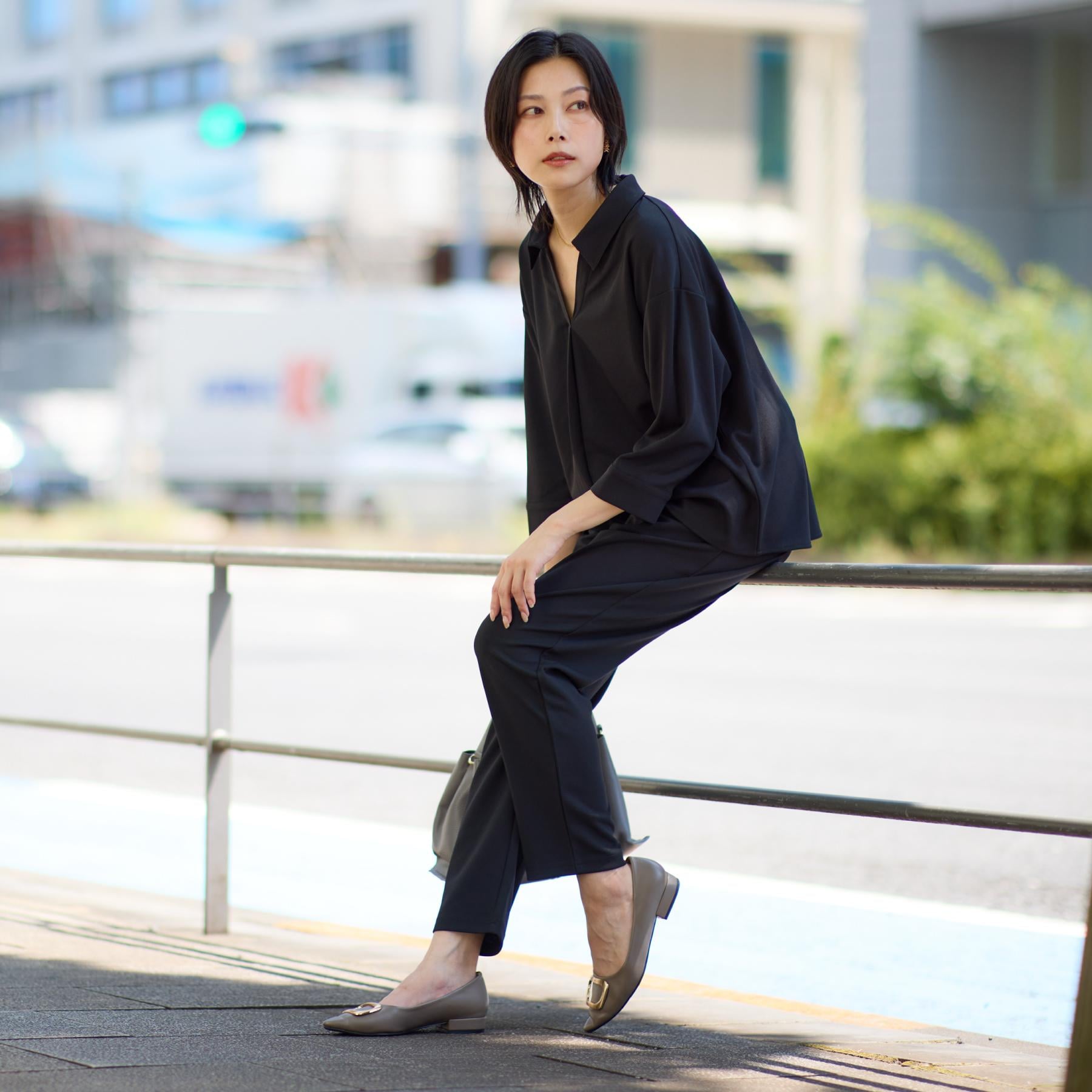 ザ ショップ ティーケー  (ウィメン) THE SHOP TK(Women) カットジョーゼット セットアップ （ブラック(019)） ブラック(019)
