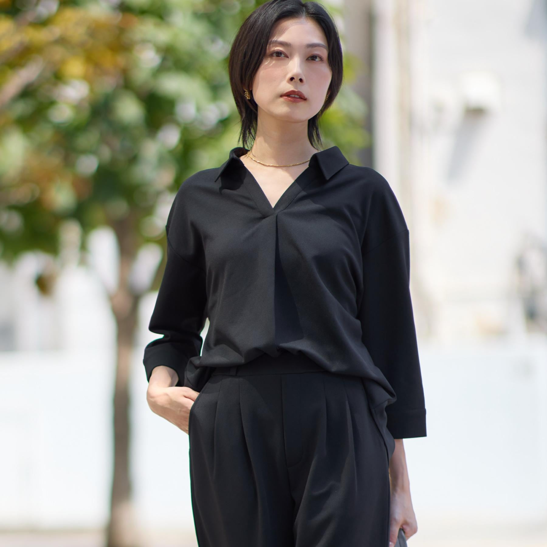 ザ ショップ ティーケー  (ウィメン) THE SHOP TK(Women) カットジョーゼット セットアップ （ブラック(019)） ブラック(019)