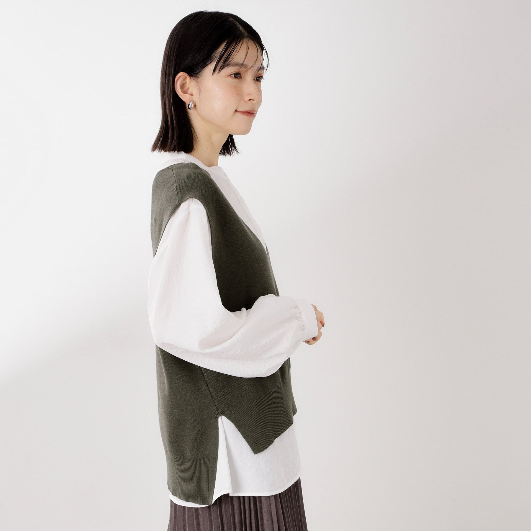 ザ ショップ ティーケー  (ウィメン) THE SHOP TK(Women) ニットベストブラウスセット （ブラウン(043)） ブラウン(043)