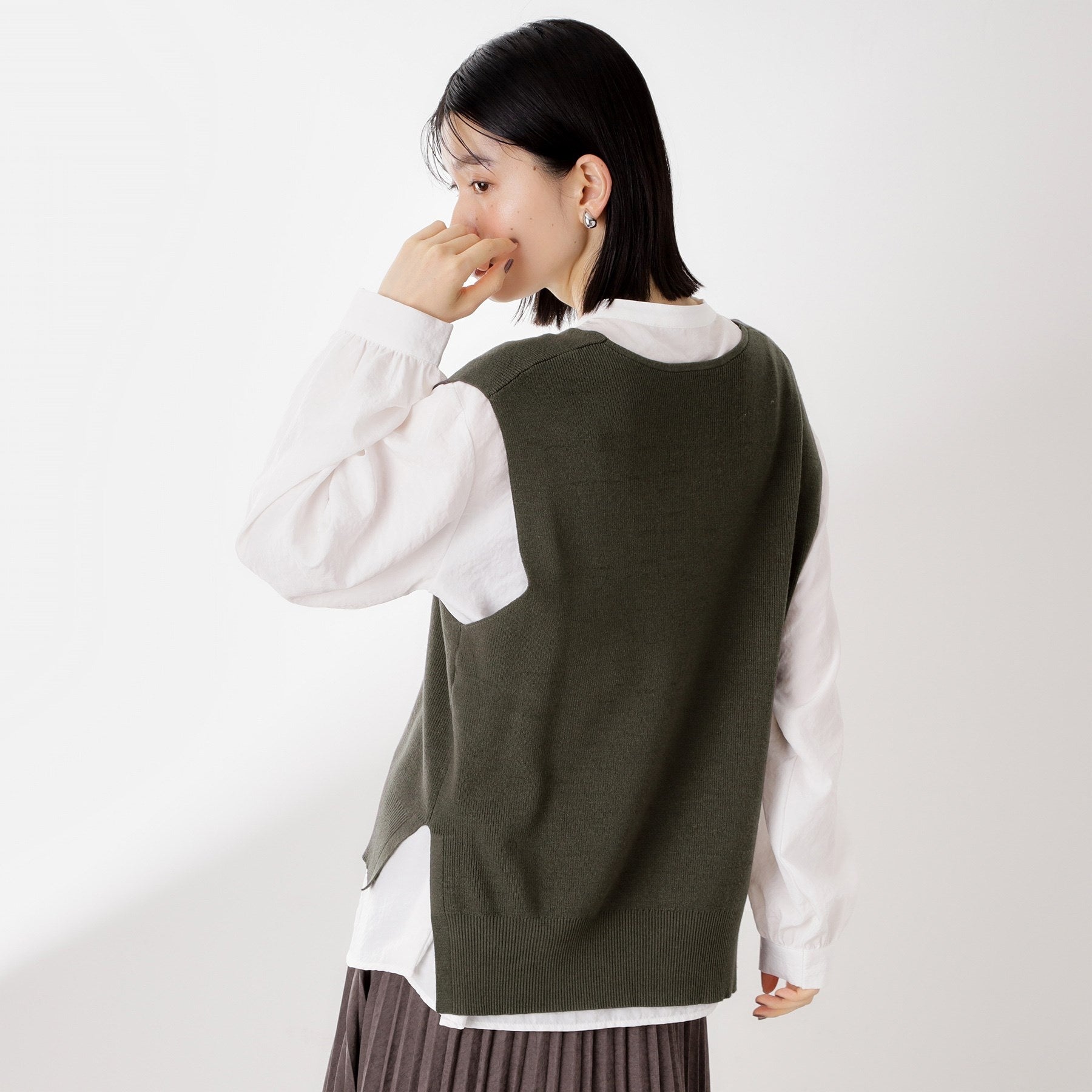 ザ ショップ ティーケー  (ウィメン) THE SHOP TK(Women) ニットベストブラウスセット （ブラウン(043)） ブラウン(043)