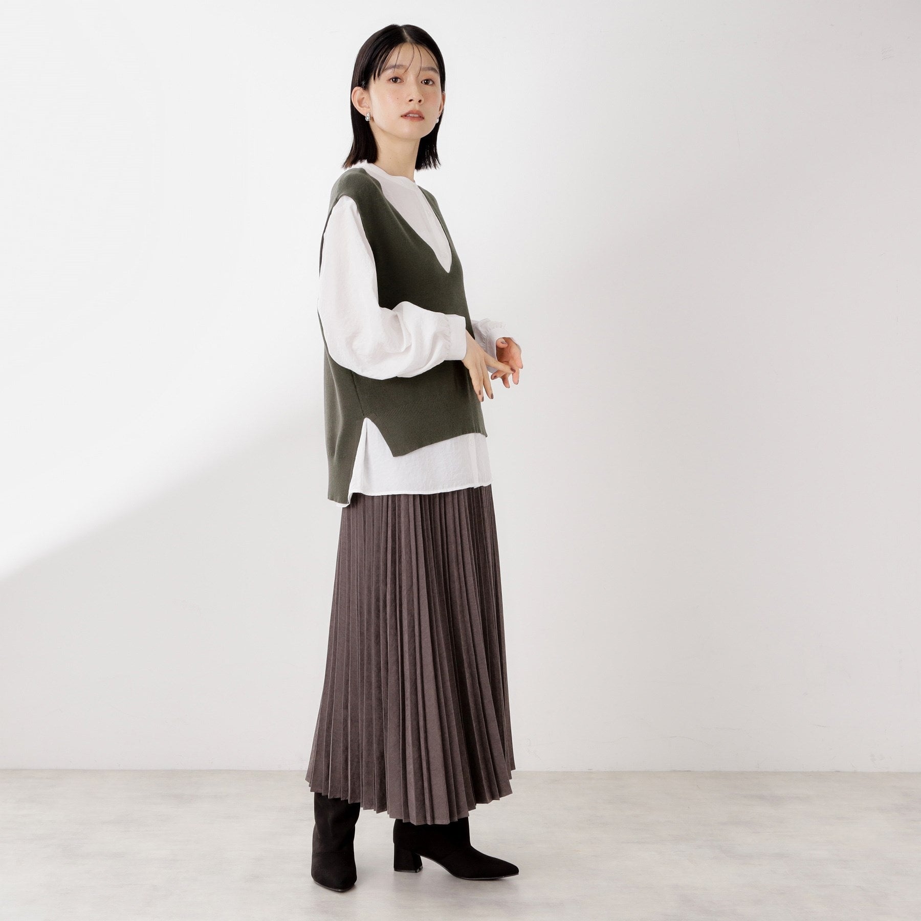 ザ ショップ ティーケー  (ウィメン) THE SHOP TK(Women) ニットベストブラウスセット （ブラウン(043)） ブラウン(043)