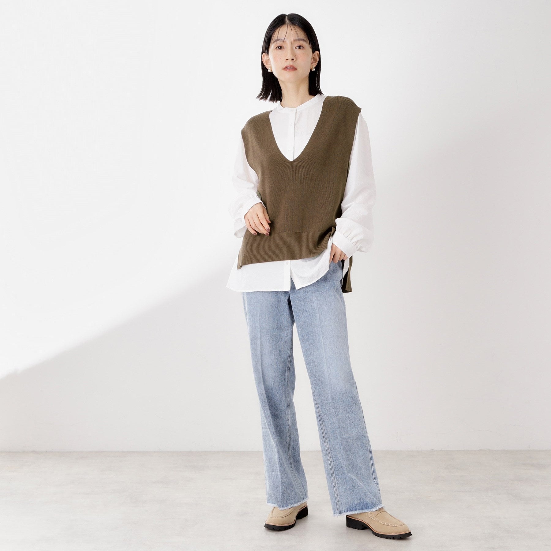 ザ ショップ ティーケー  (ウィメン) THE SHOP TK(Women) ニットベストブラウスセット （ブラウン(043)） ブラウン(043)